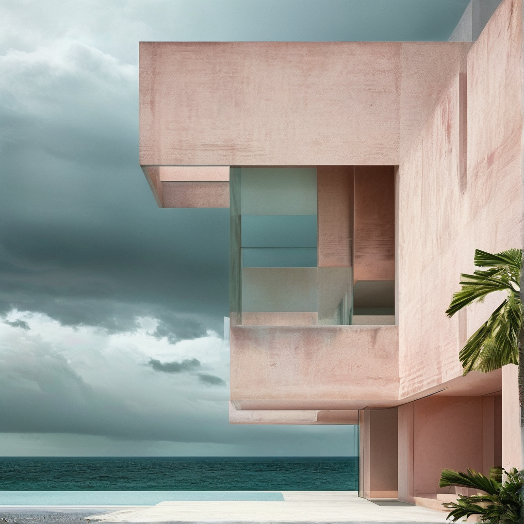 Modern Pink Villa by the Sea