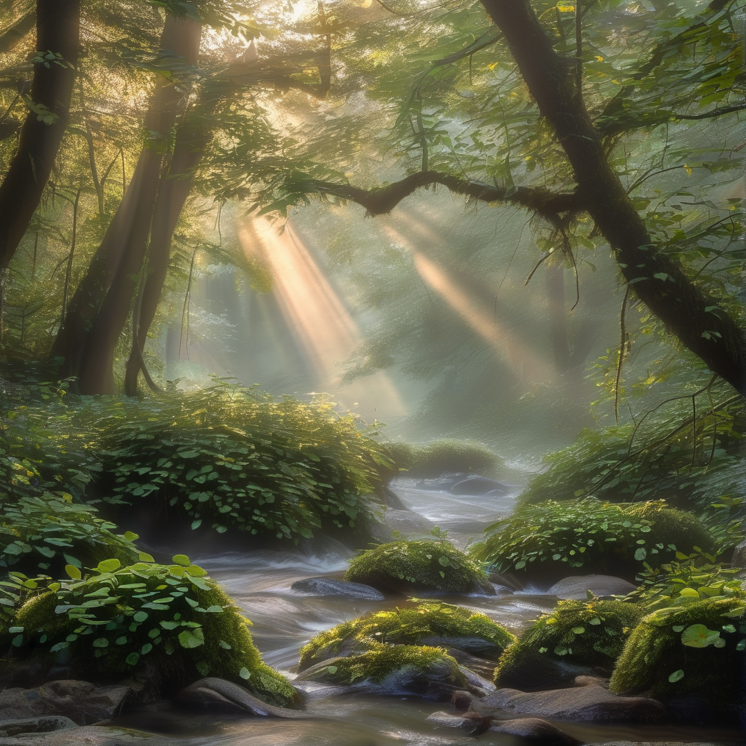 Sunlit Forest Stream