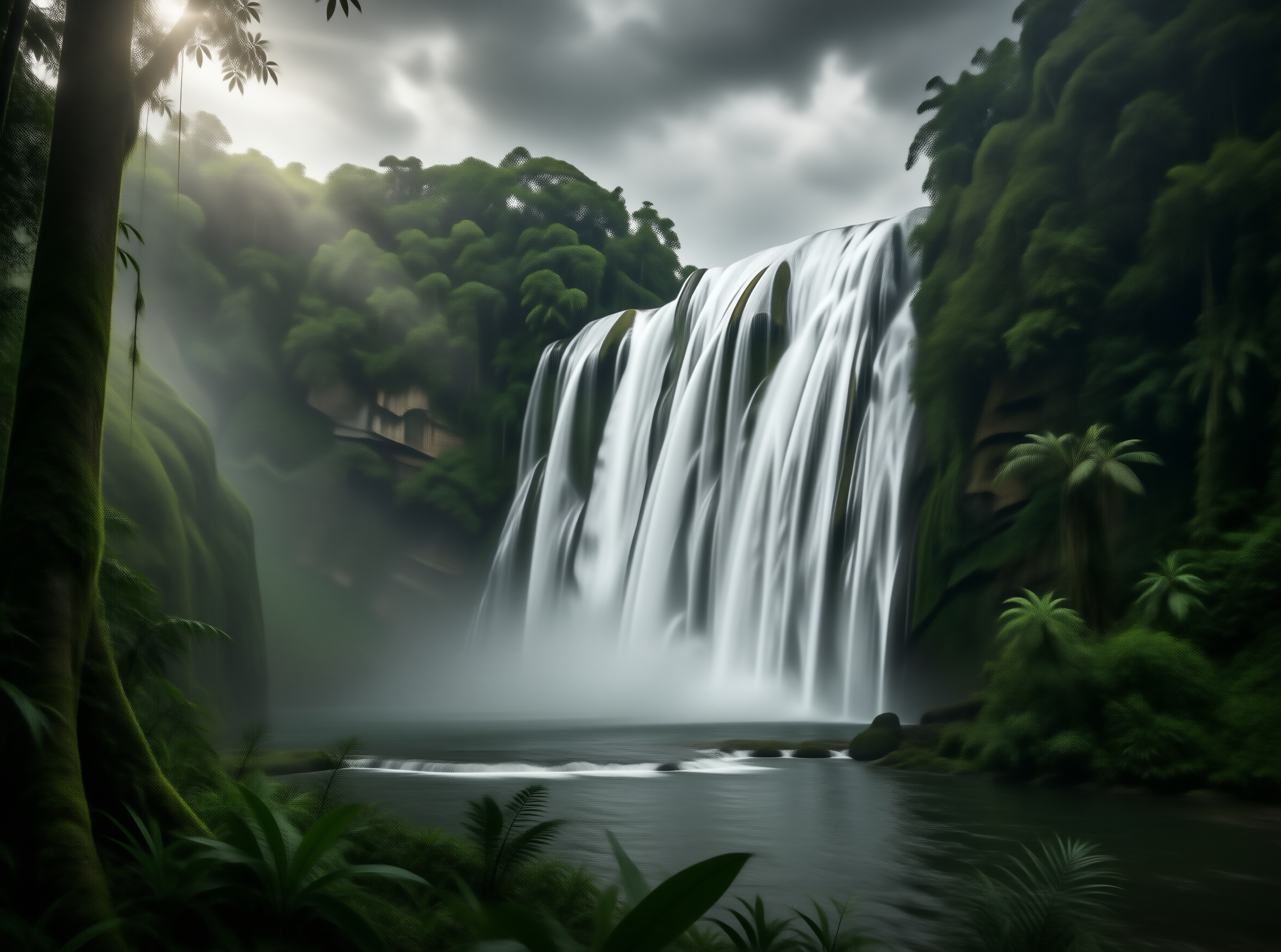 Misty Jungle Waterfall