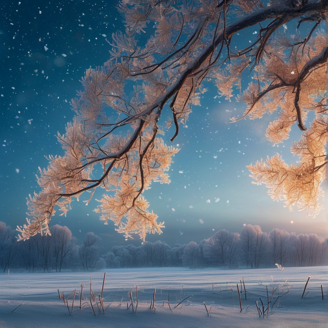 Sunlit Snowy Branches
