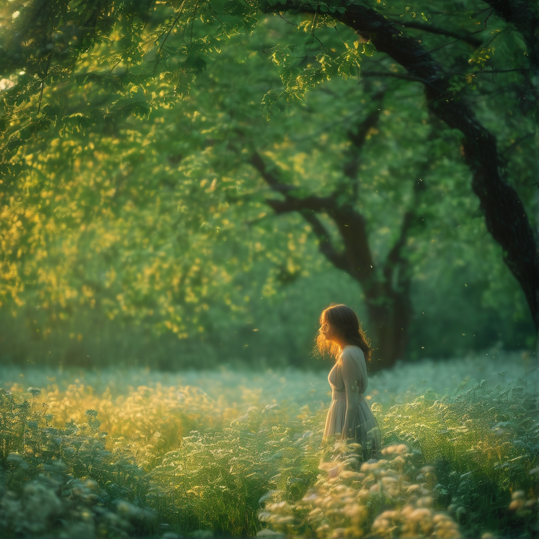Woman in a Sunlit Field