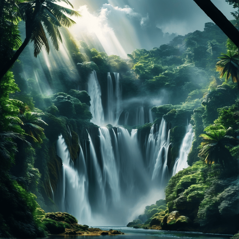Majestic Tropical Waterfall