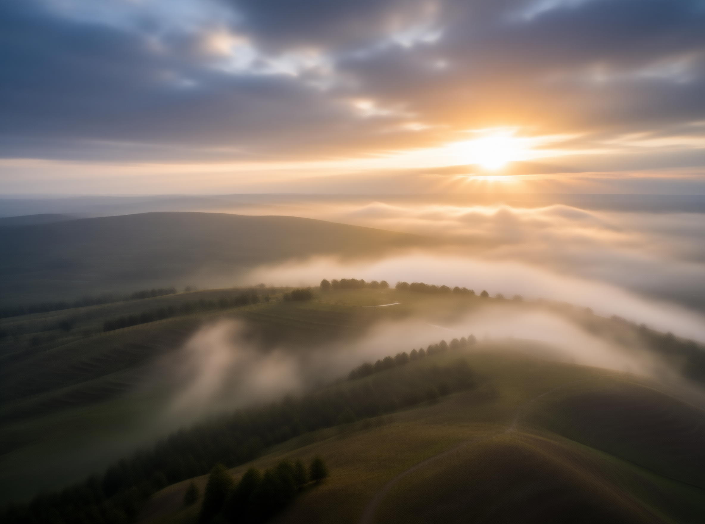 Misty Hills at Sunrise
