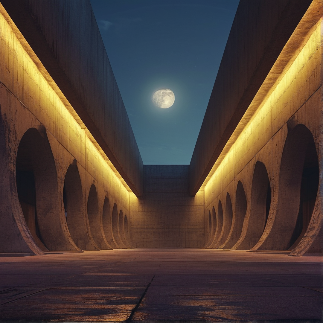 Moonlit Concrete Architecture