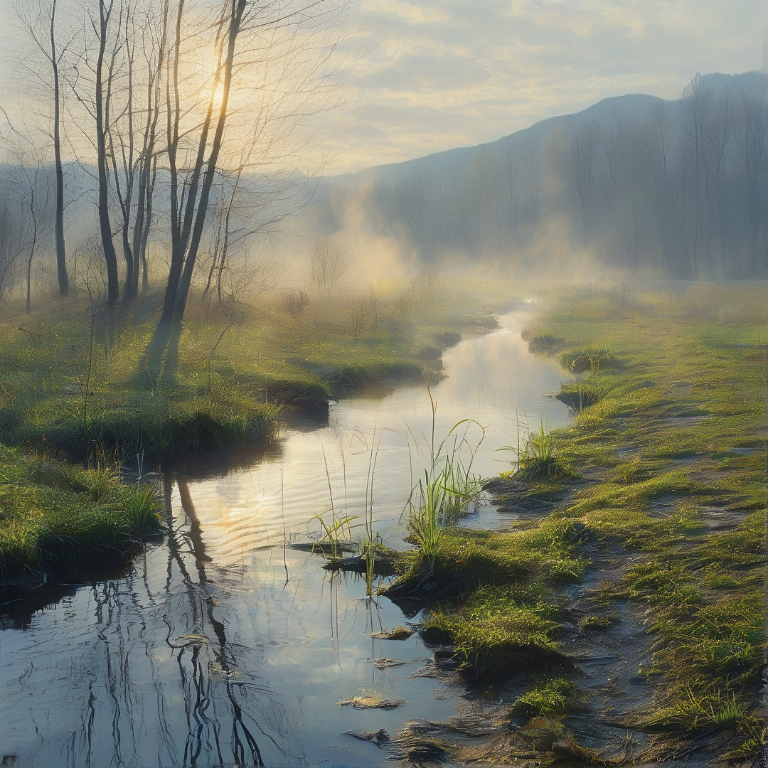 Misty Morning Stream