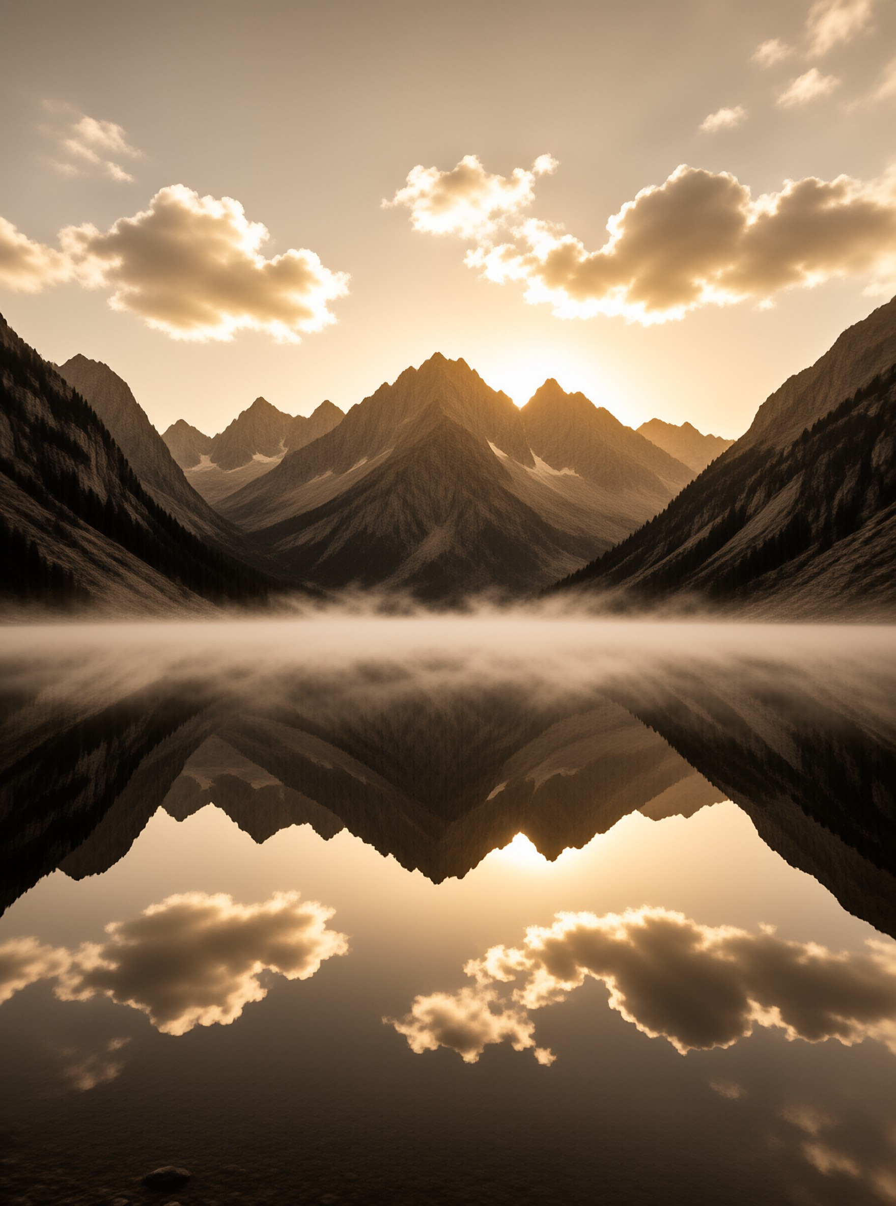 Golden Mountain Reflection