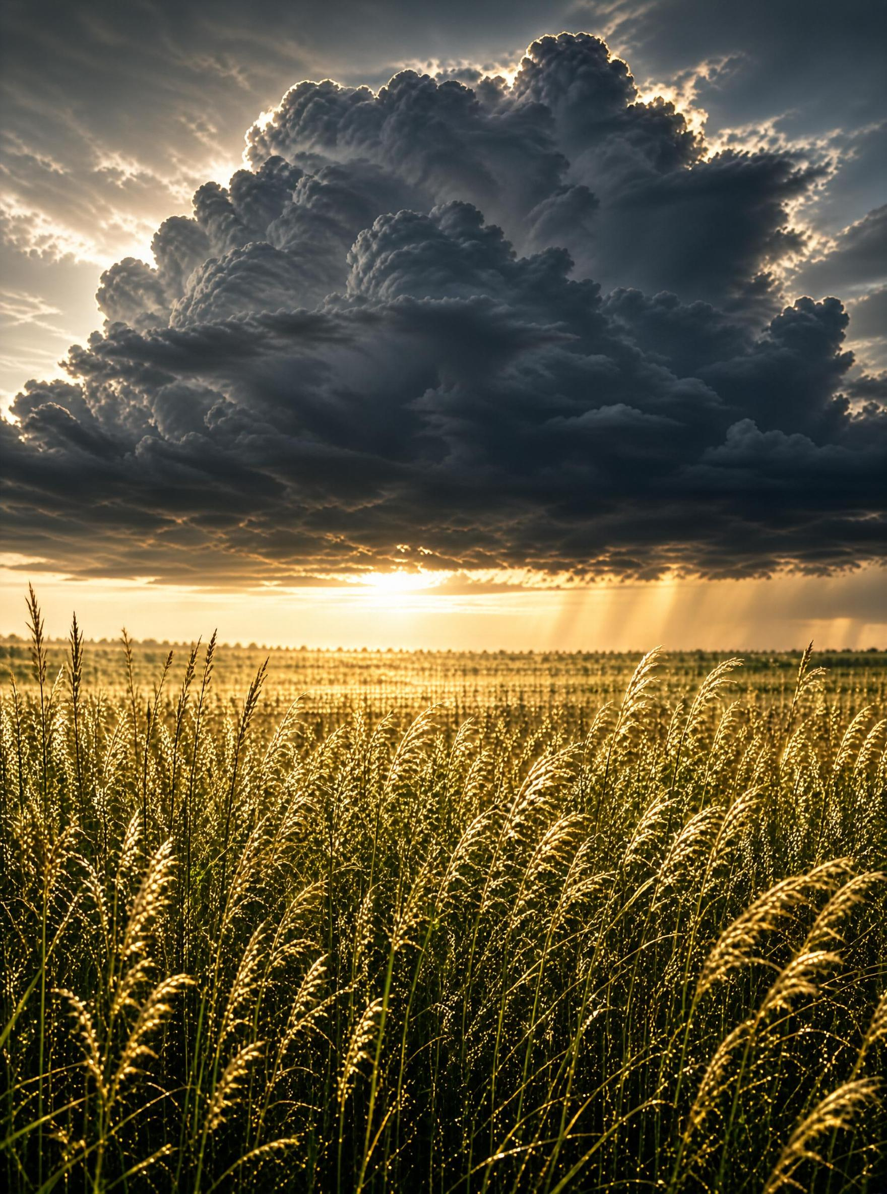Golden Field Under Stormy Sky