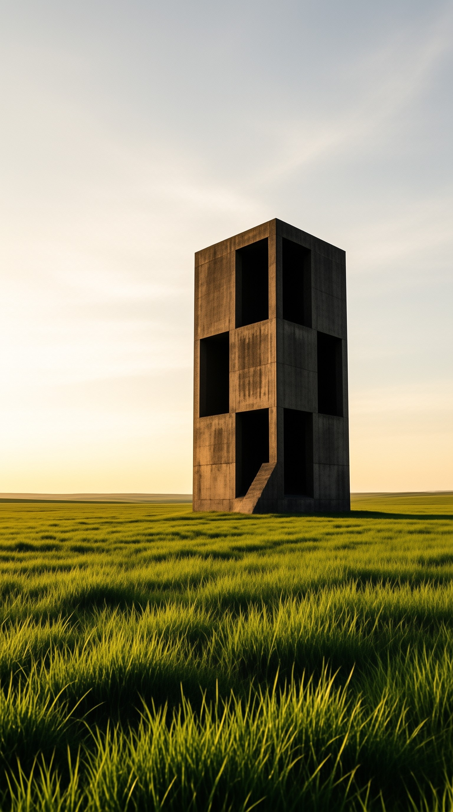 Concrete Tower in Field
