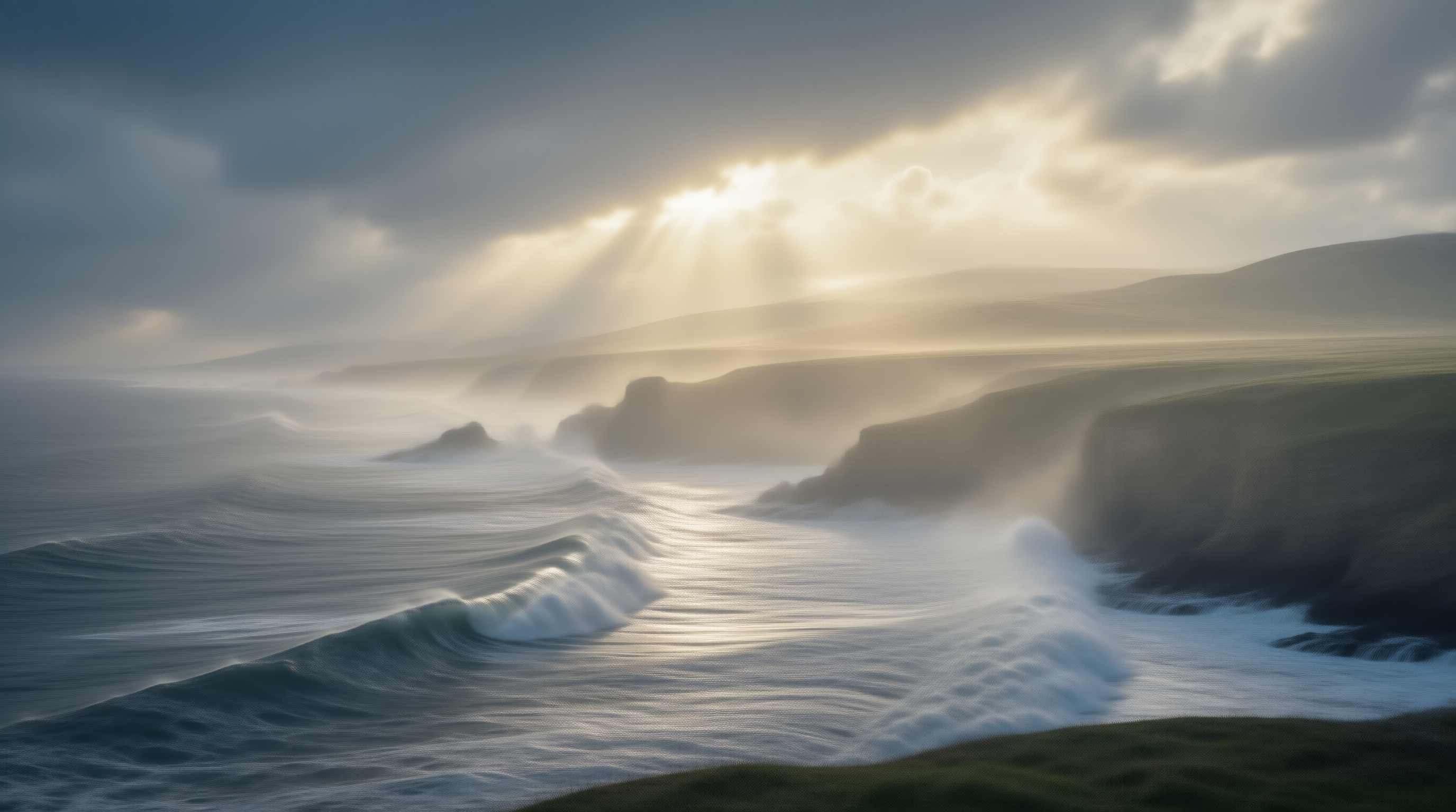 Coastal Mist and Waves