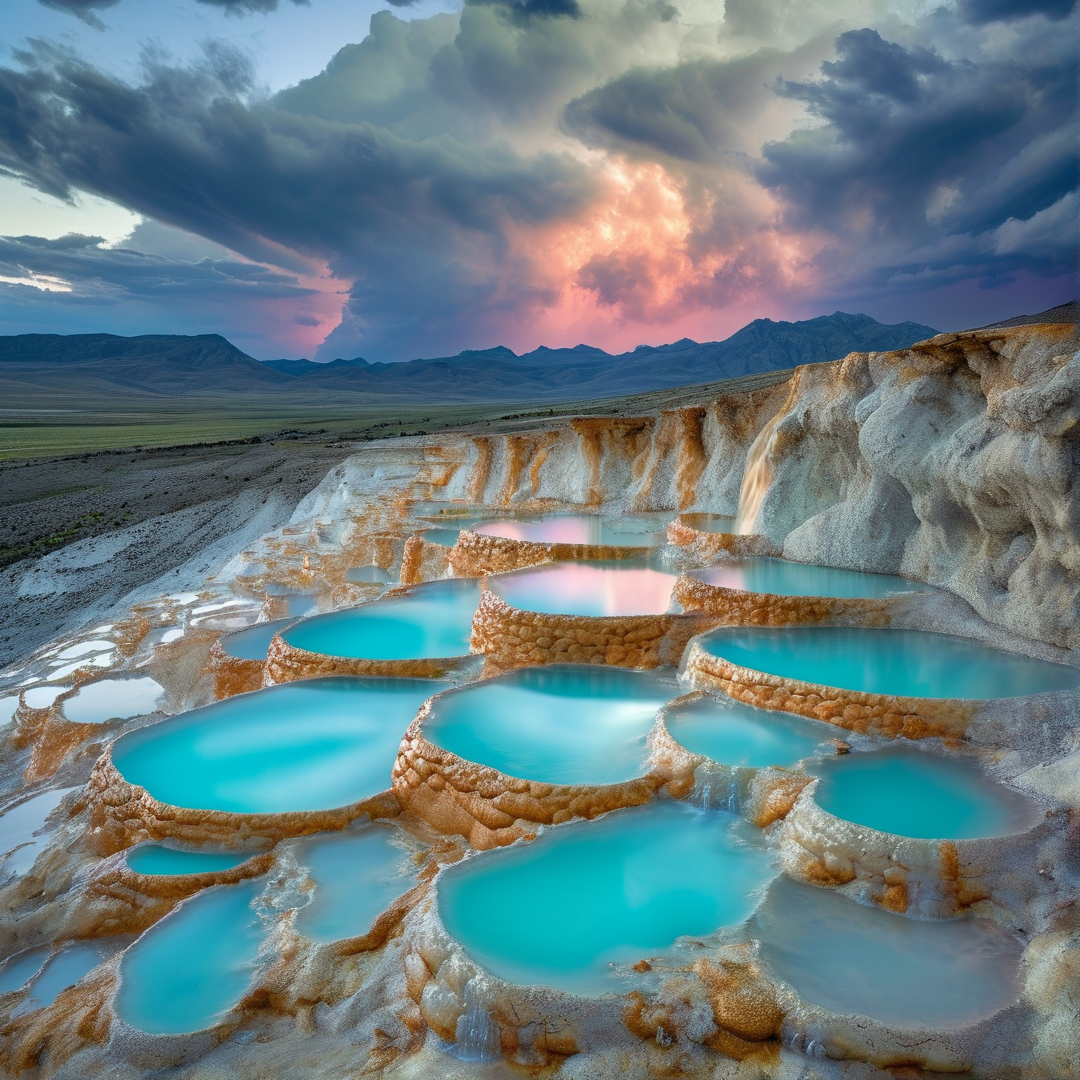 Turquoise Terraces at Dusk