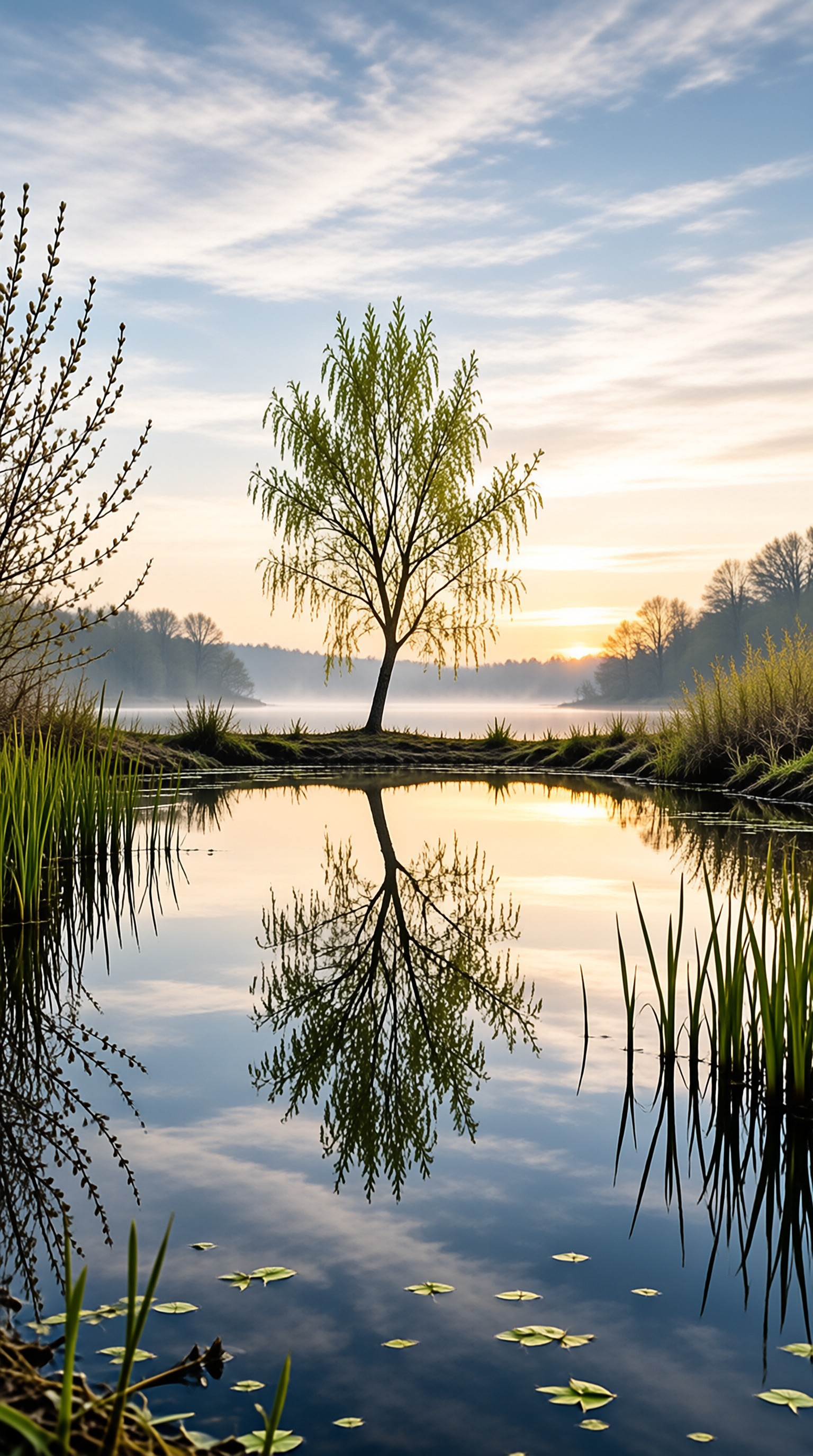 Misty Lake Reflection
