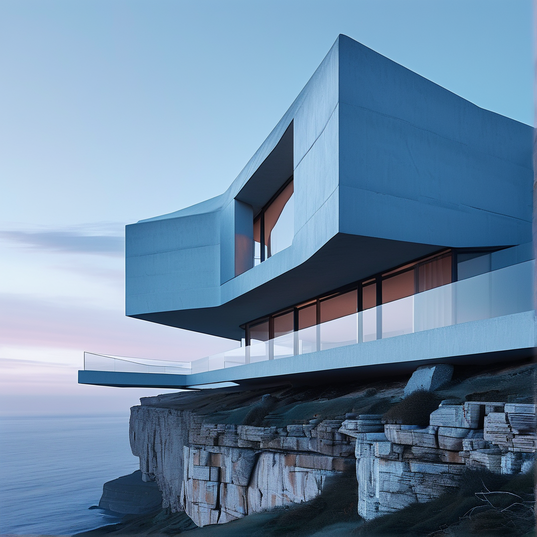 Modern Cliffside Villa at Sunset