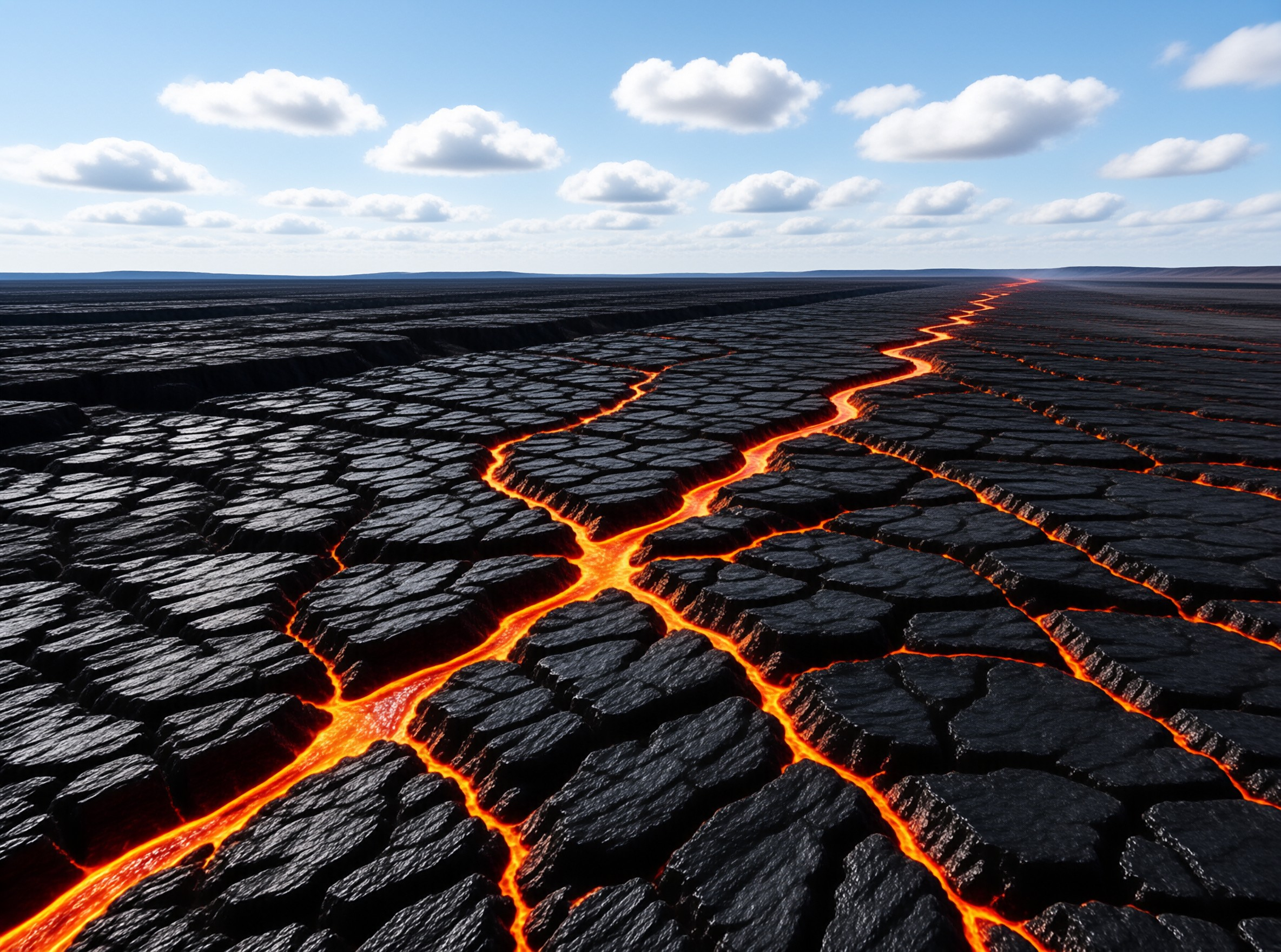 Lava Flow on Hexagonal Basalt Columns