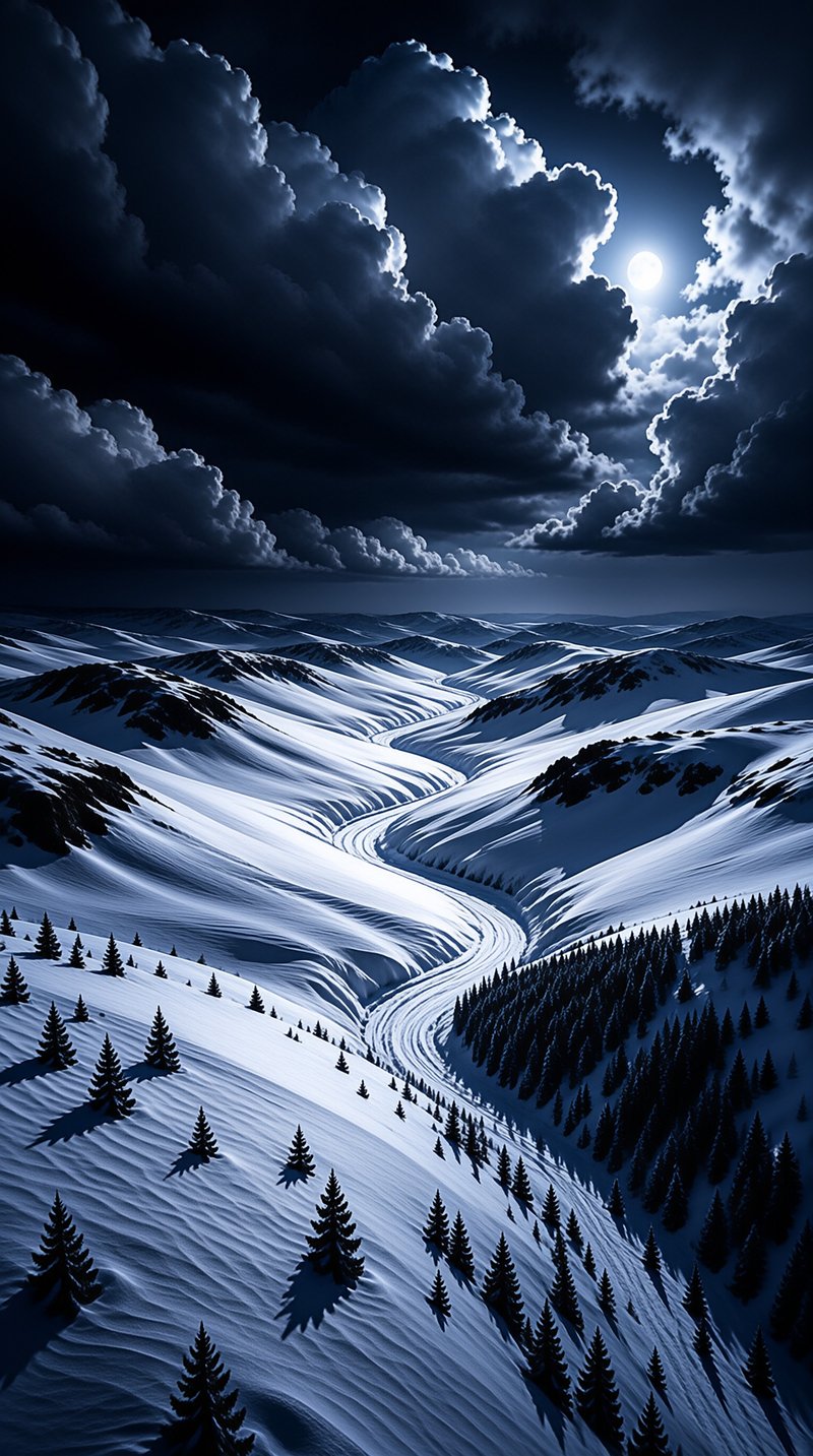 Moonlit Snowy Mountains