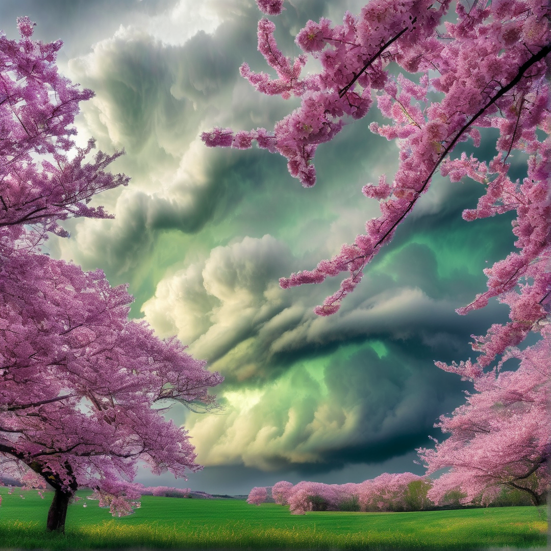 Spring Blossoms Dramatic Sky