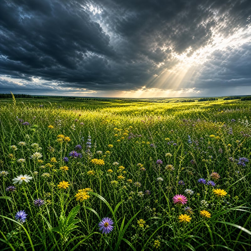 Wildflower Meadow with Sunbeams