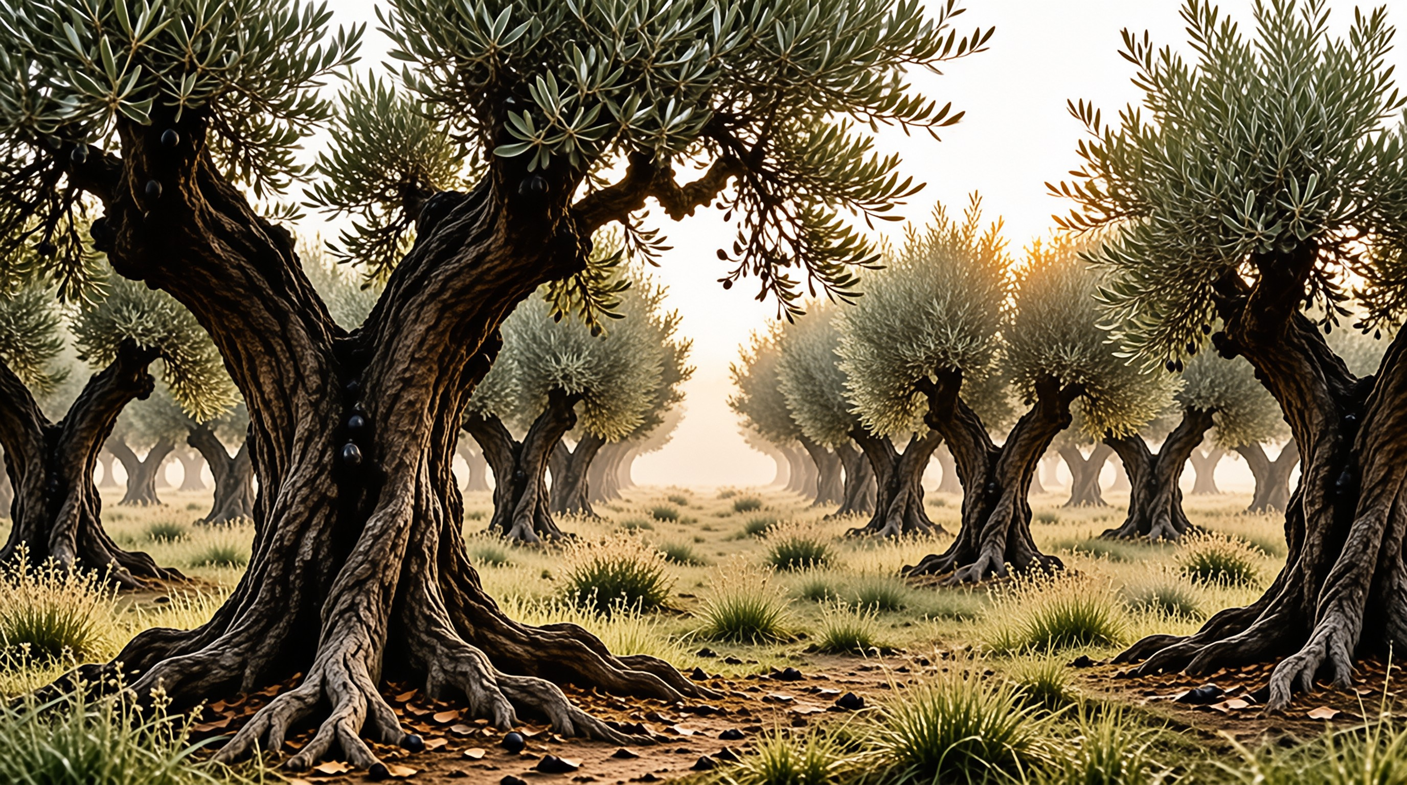 Ancient Olive Grove at Sunset