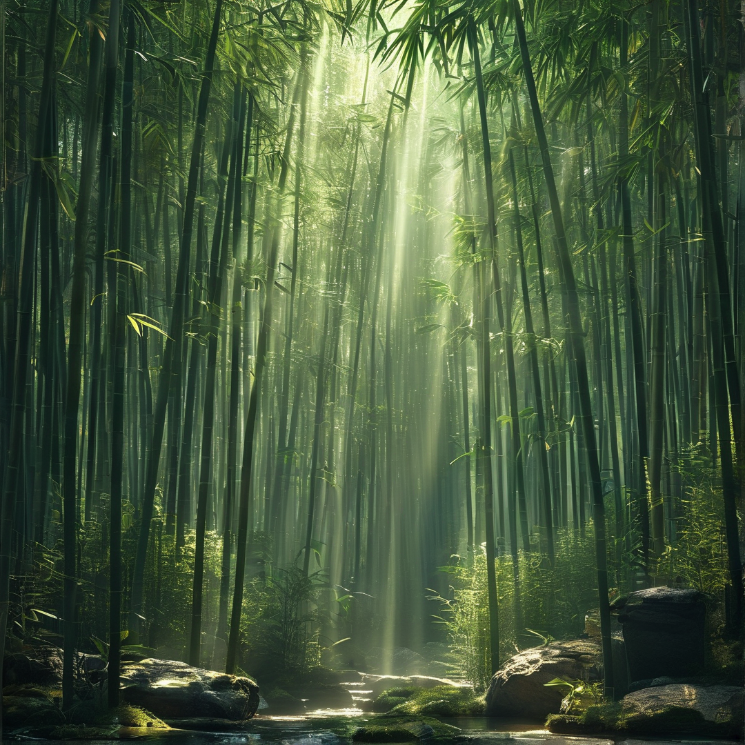 Sunlit Bamboo Grove Landscape