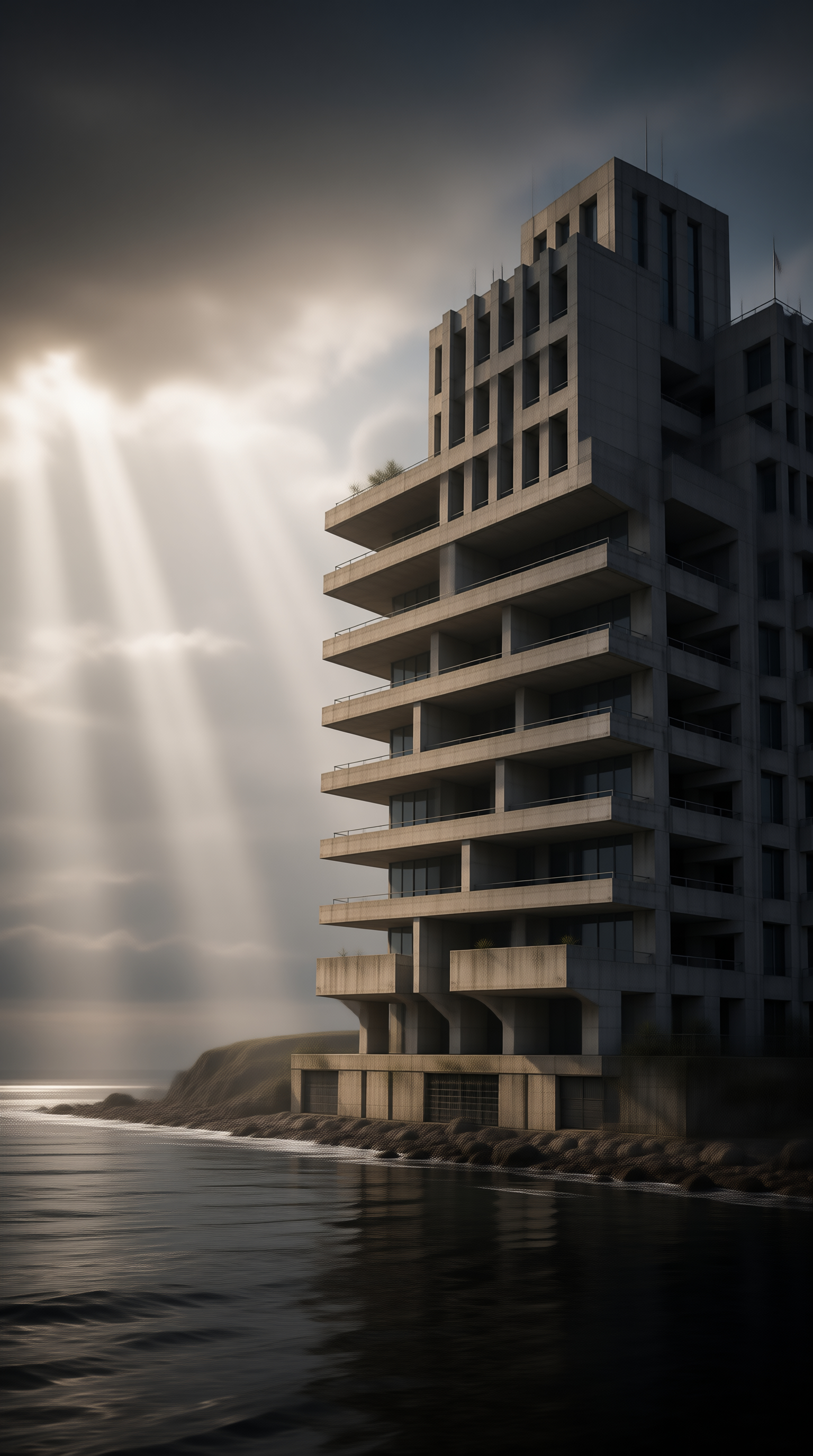 Brutalist Tower by the Sea
