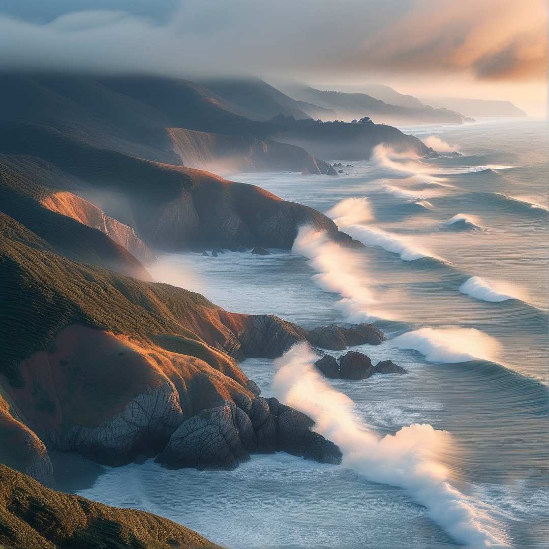 Misty Coastal Sunrise