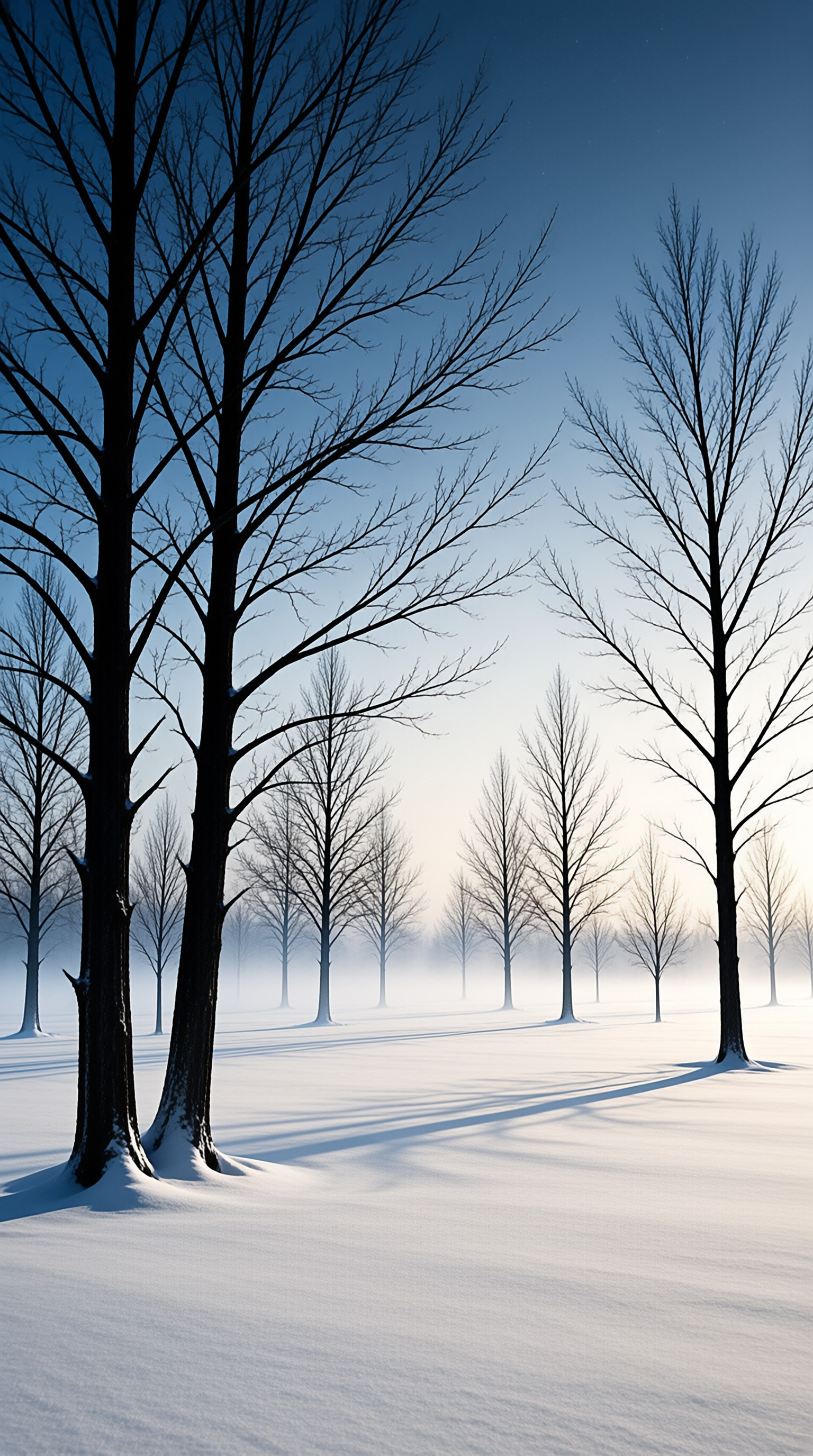 Bare Winter Trees Snowscape