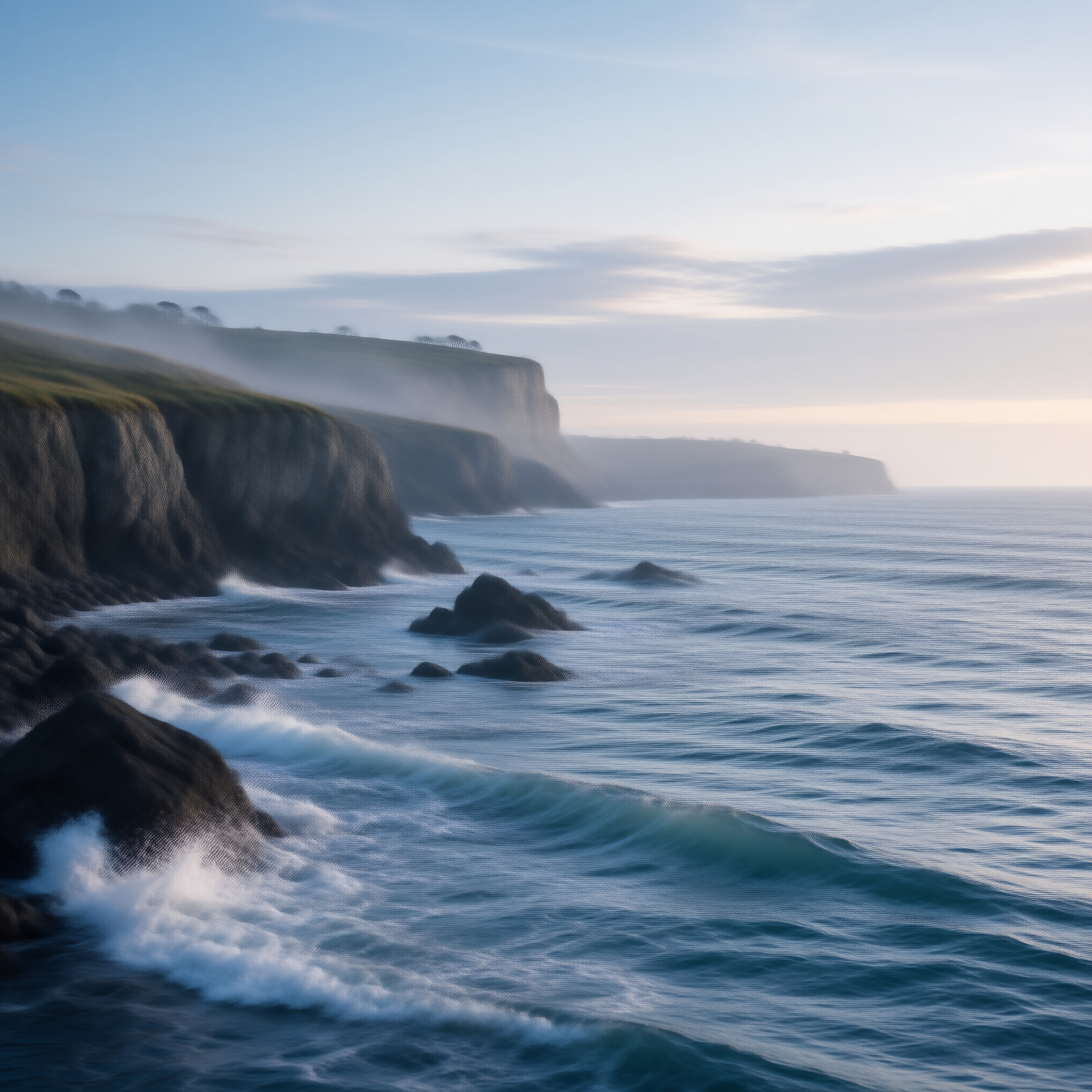 Misty Coastal Cliffs
