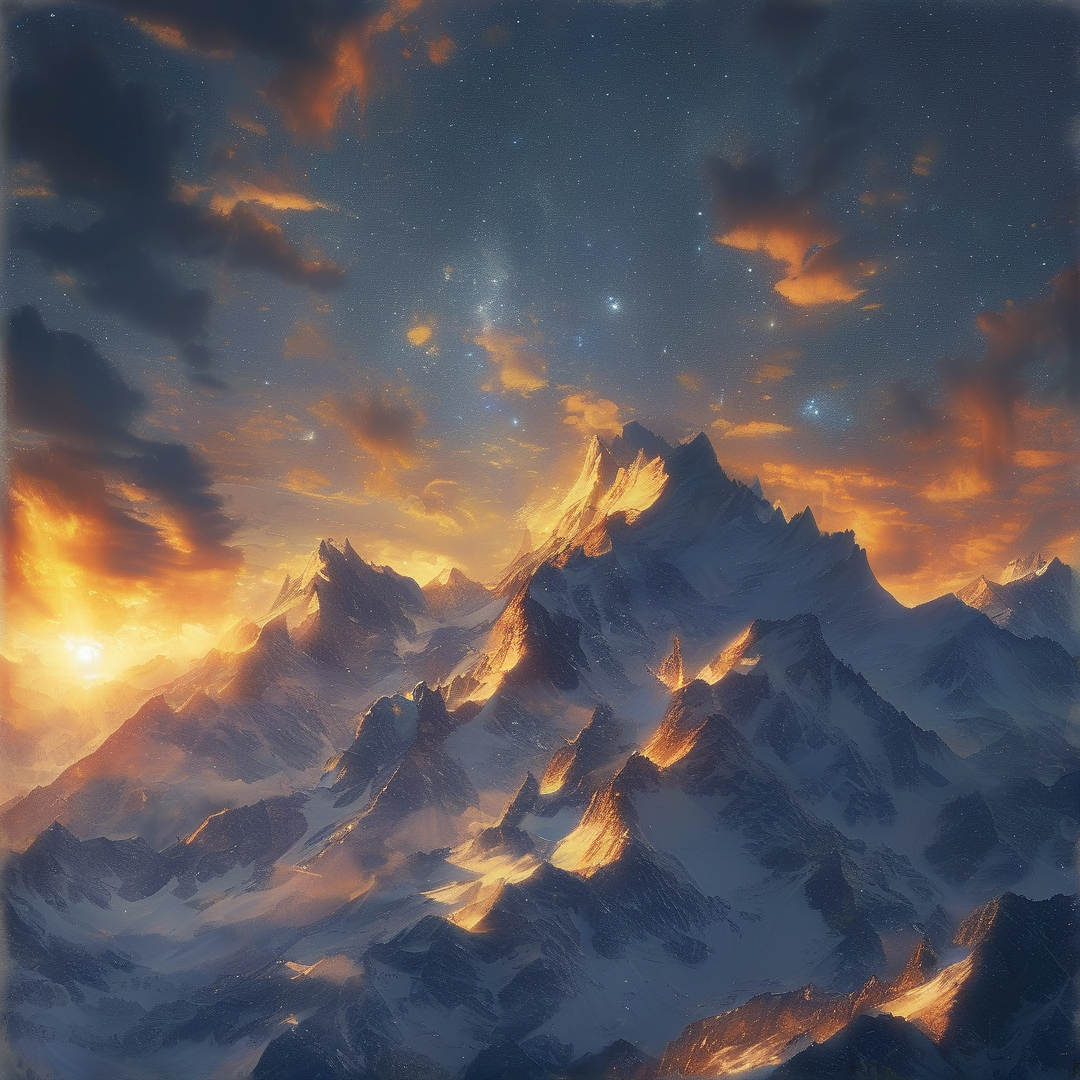 Snowy Mountains at Sunset