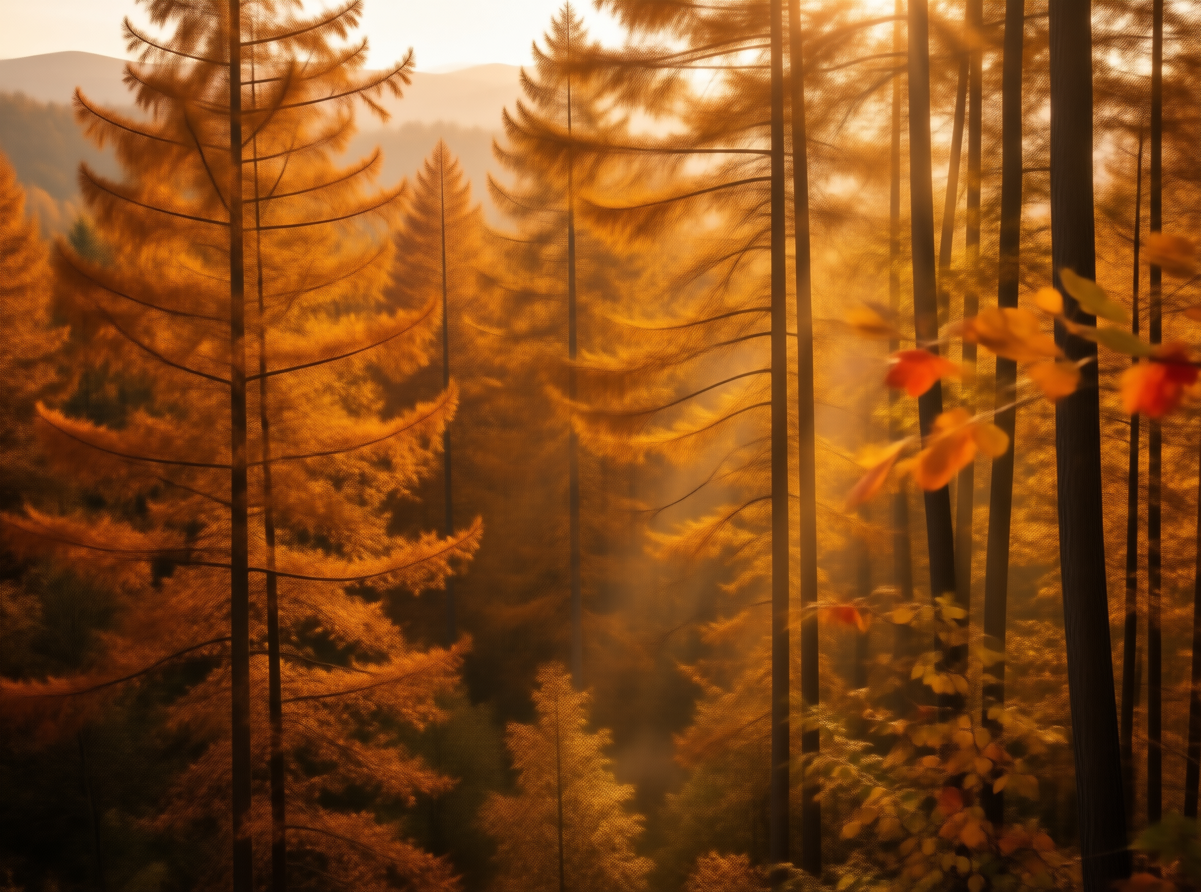 Golden Autumn Forest Scene
