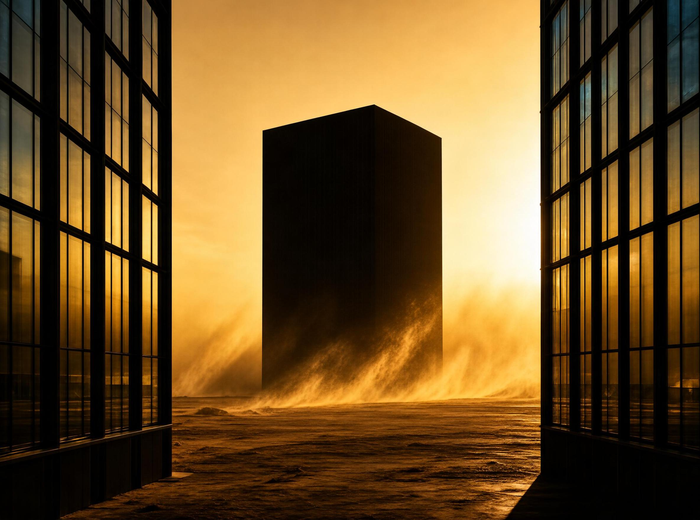 Golden Cube Silhouette