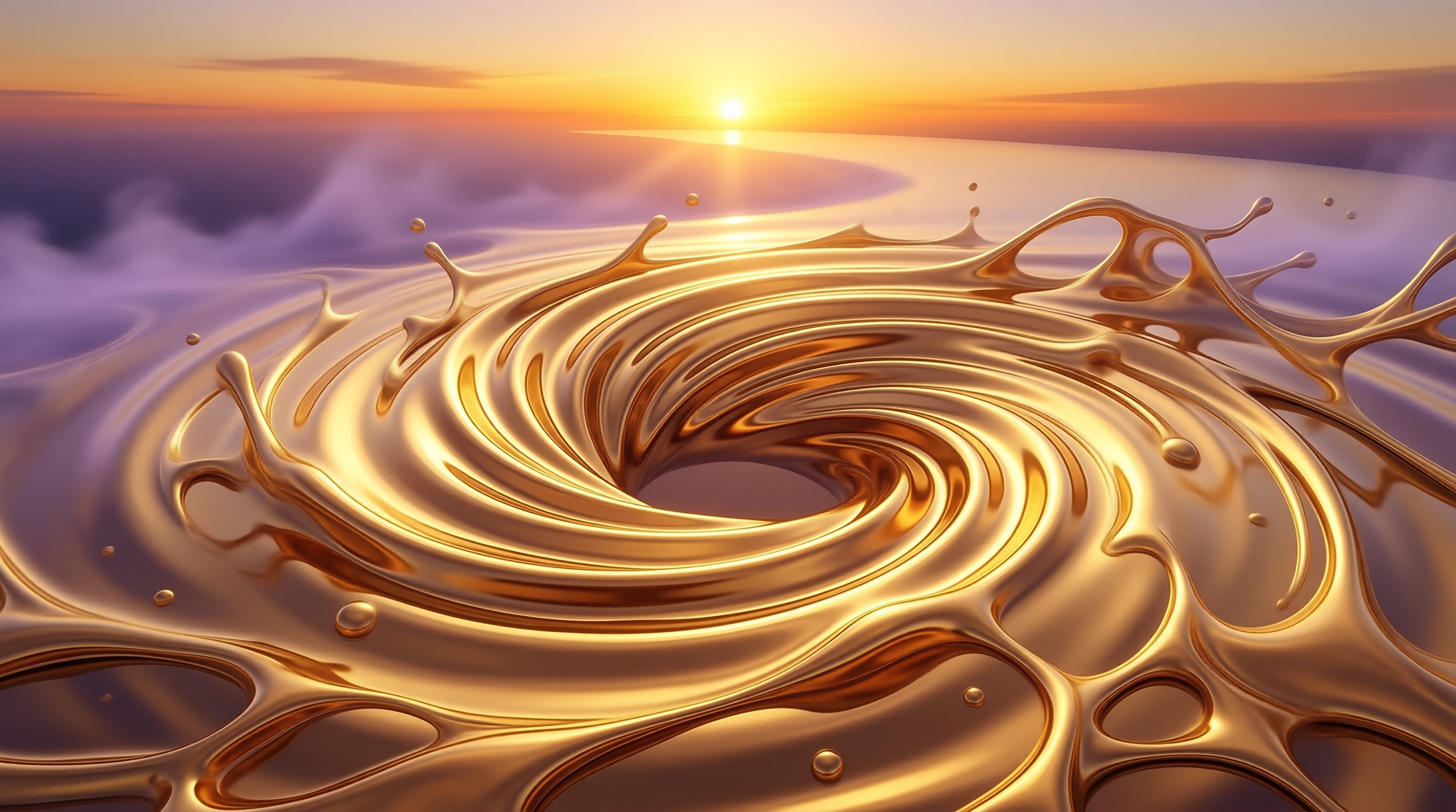 Molten Gold Vortex — Liquid Study