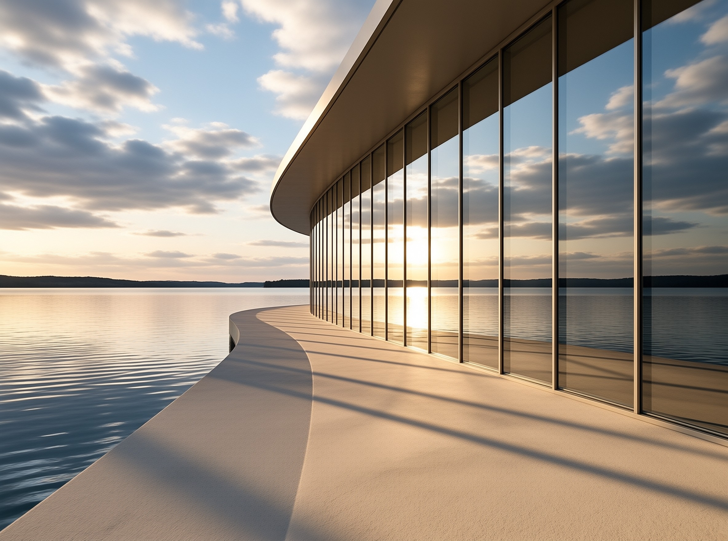 Curved Building at Sunset