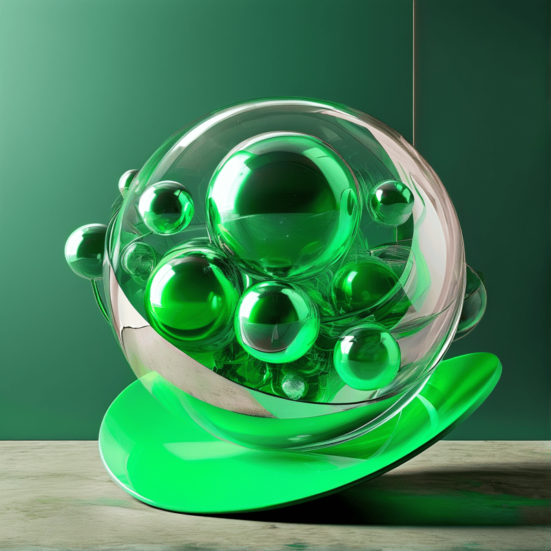 Green Glass Sphere Sculpture