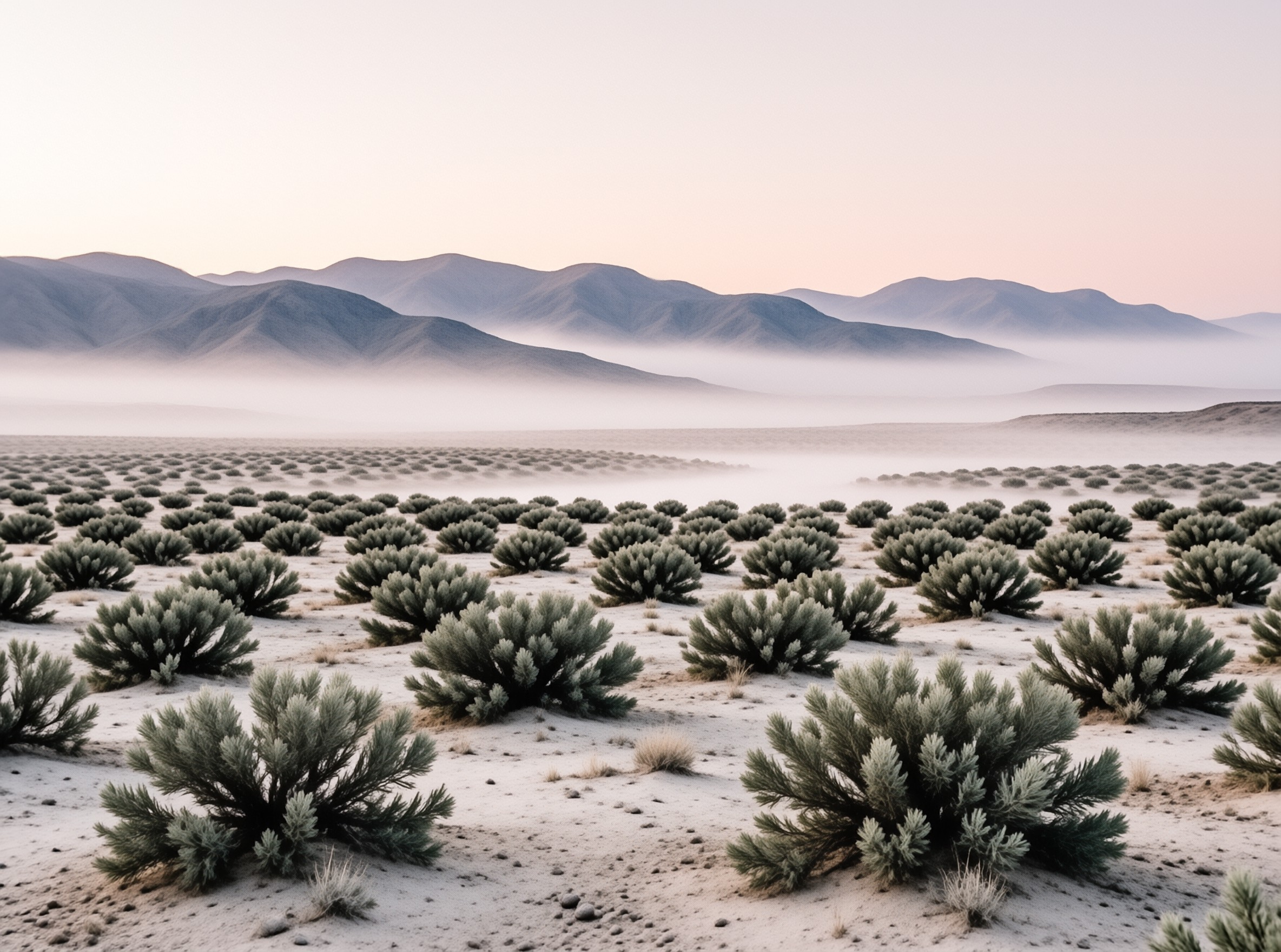 Misty Sagebrush Desert Valley
