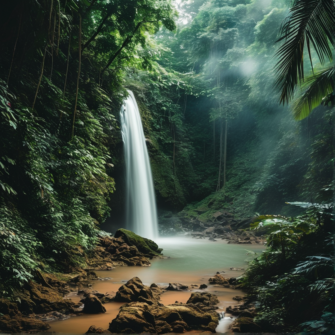 Misty Jungle Waterfall