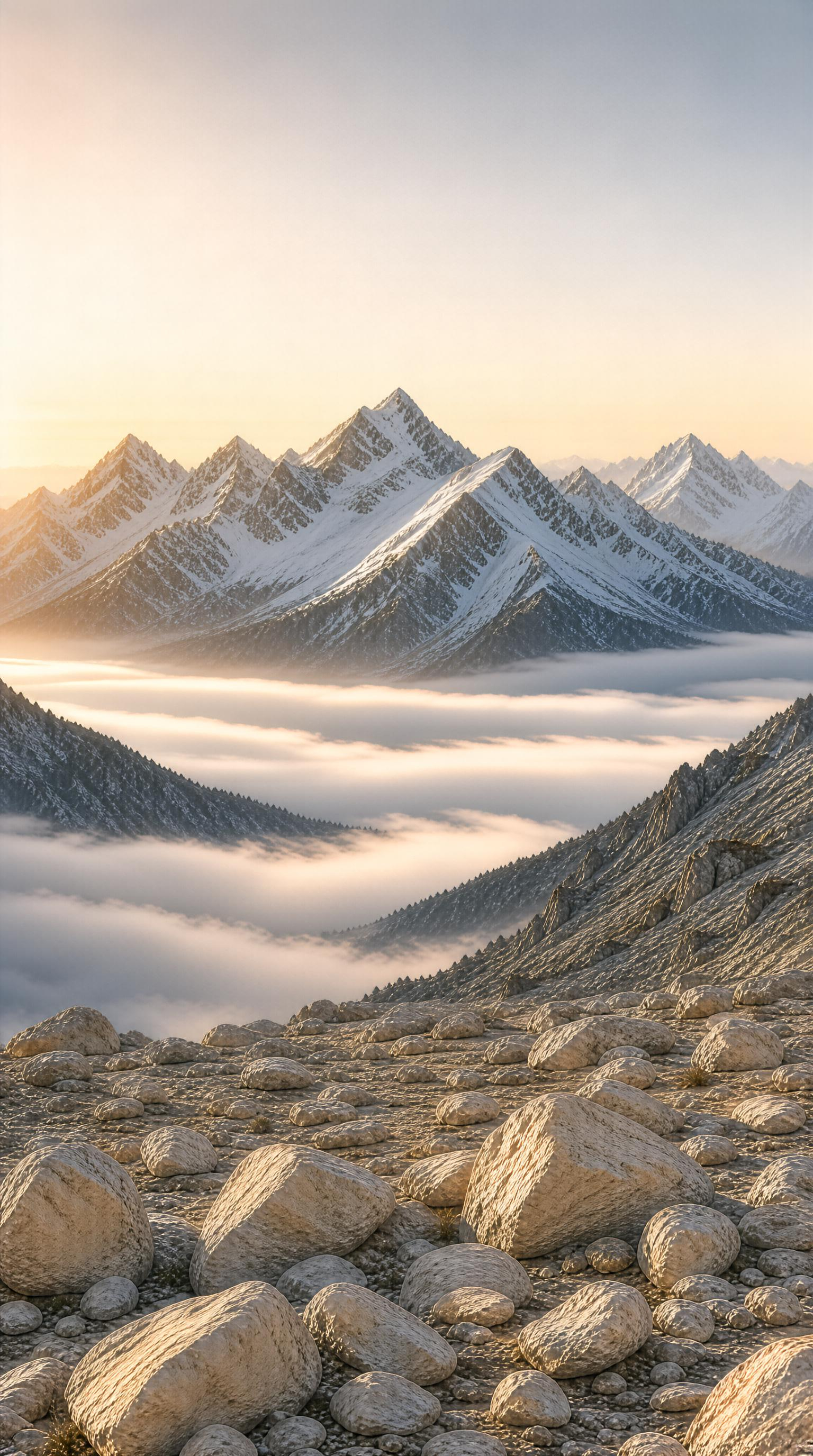Snowy Peaks Above Cloud Sea