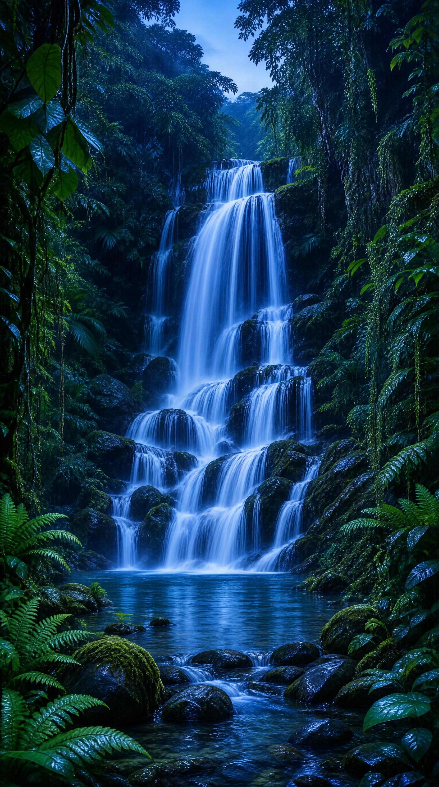 Twilight Jungle Waterfall