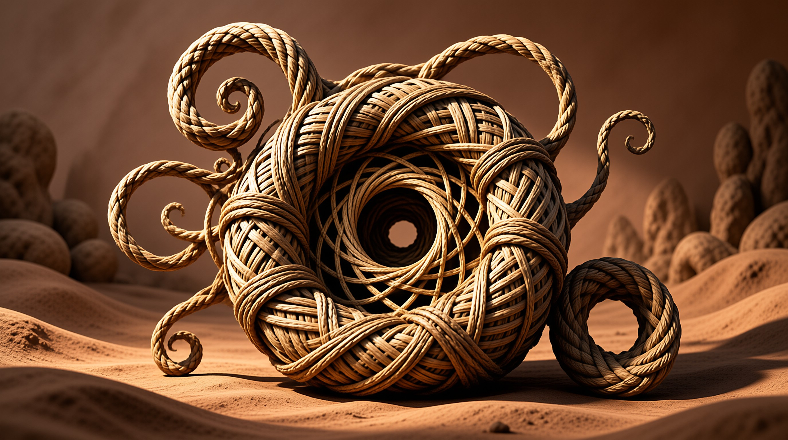 Woven Wicker Octopus Sphere