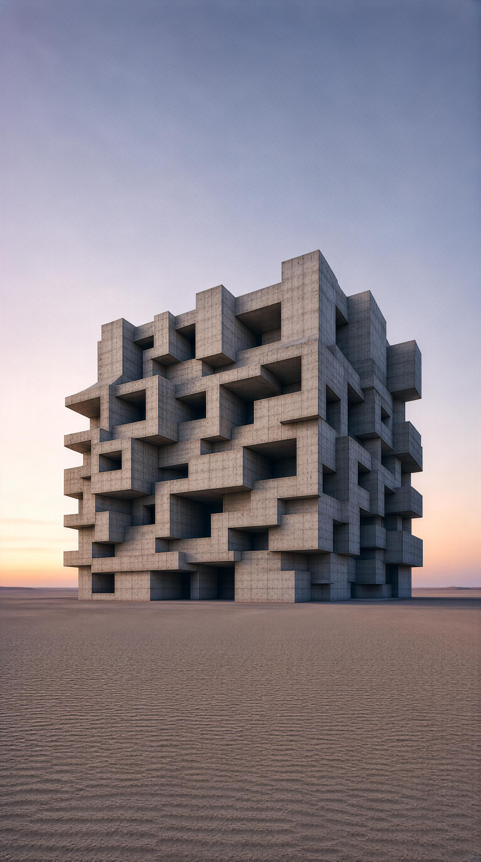 Geometric Concrete Structure in Desert