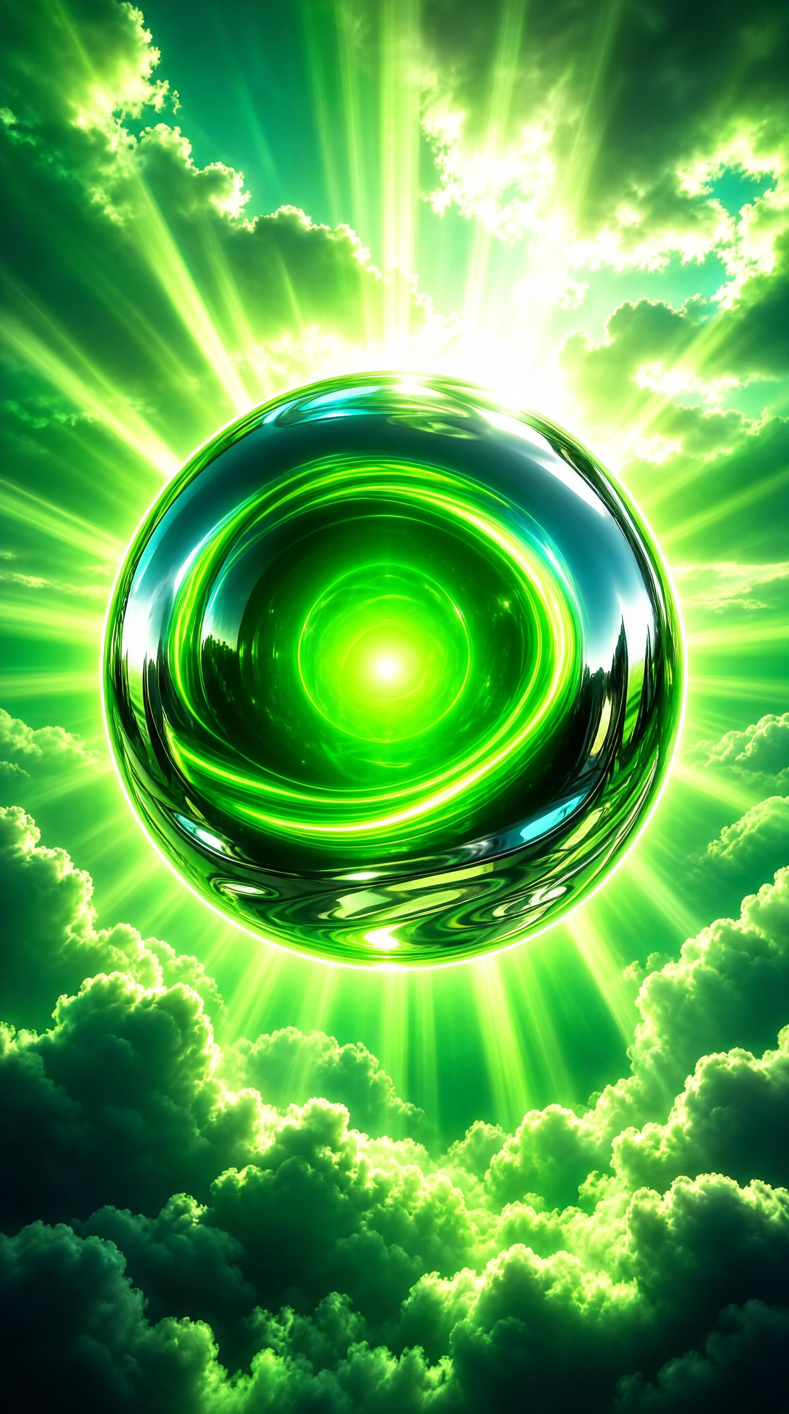 Mystical Green Orb in Sky