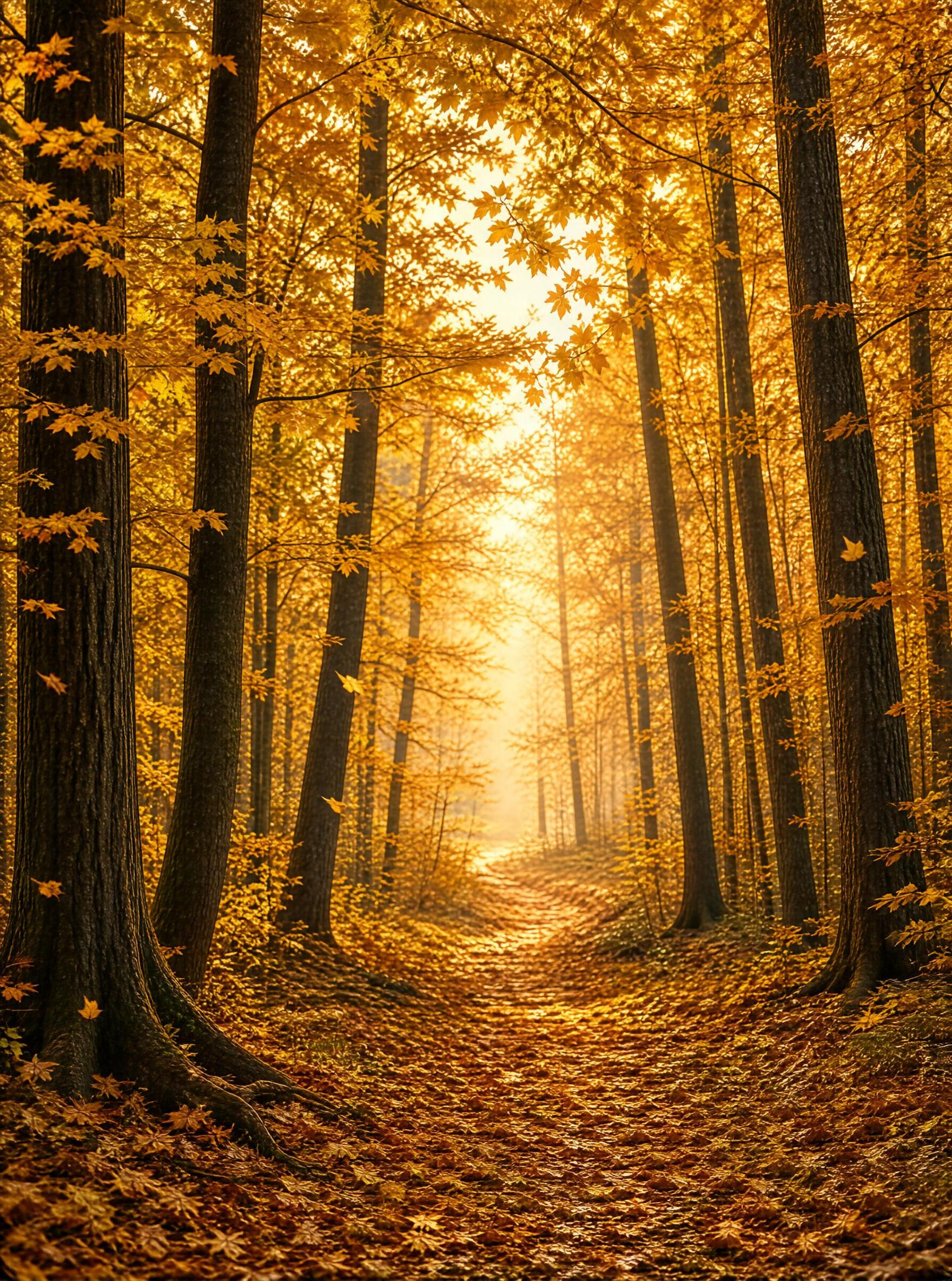 Golden Autumn Forest Path