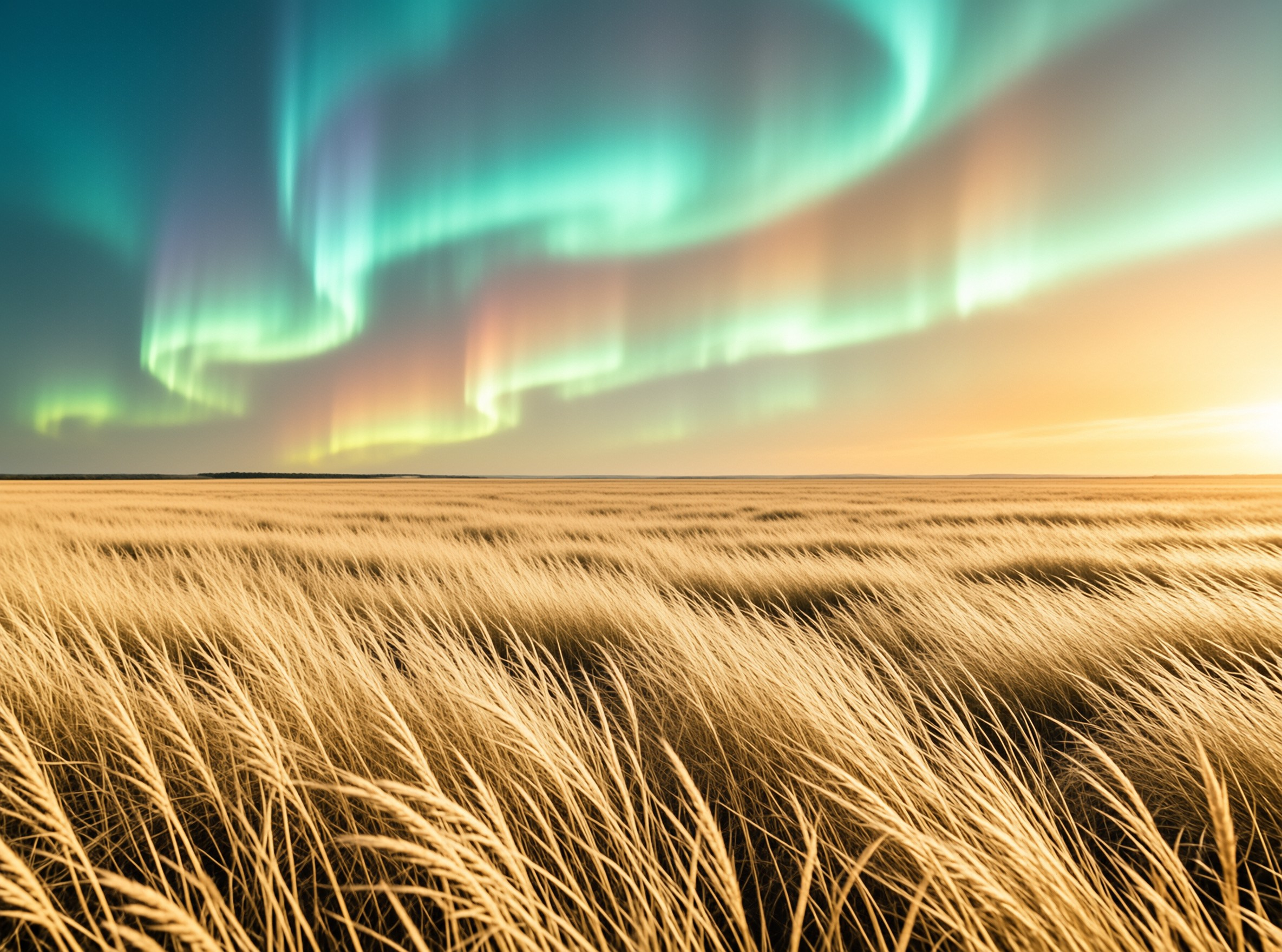 Aurora Over Golden Wheat Field