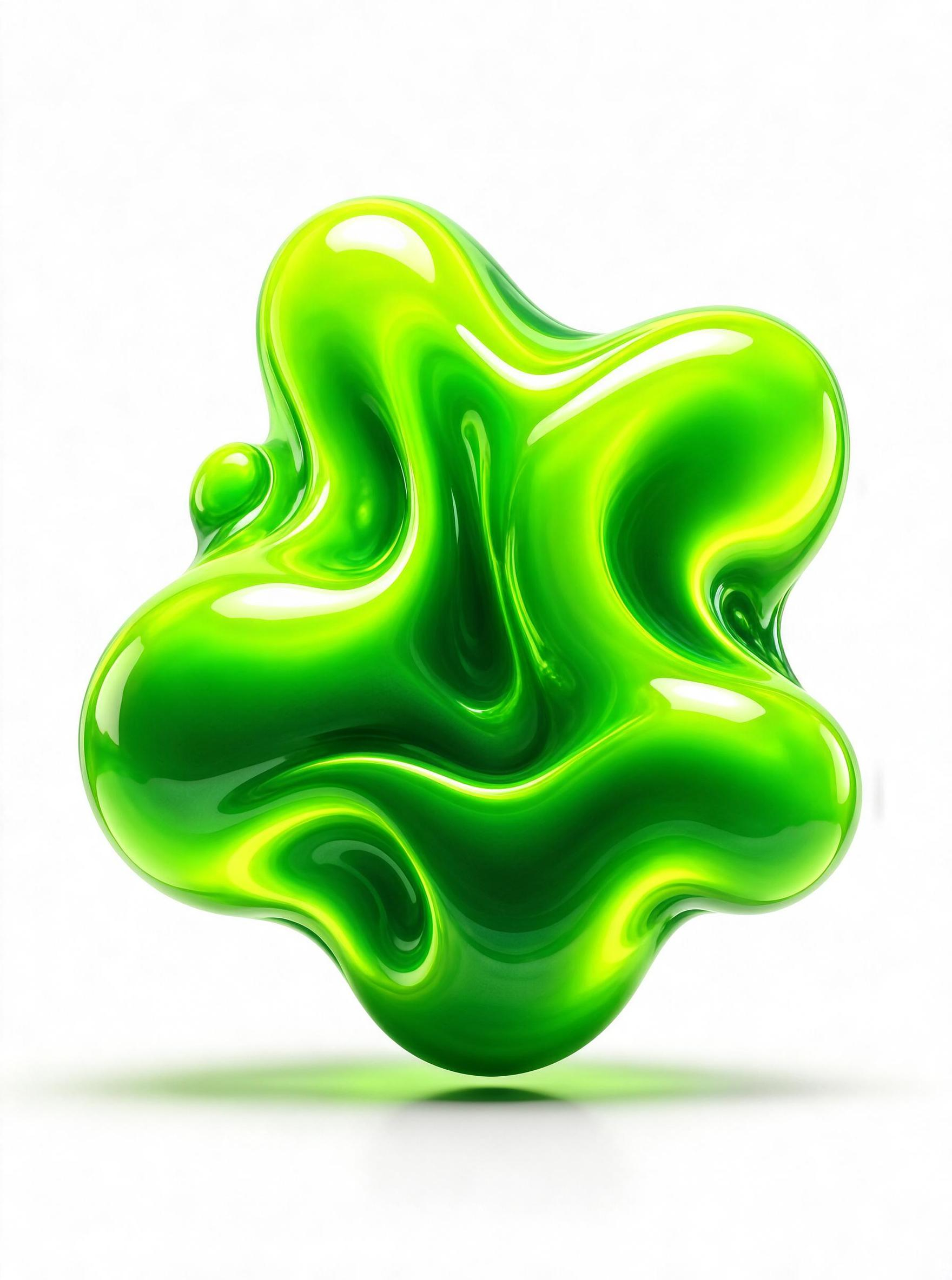 Glossy Green Abstract Blob