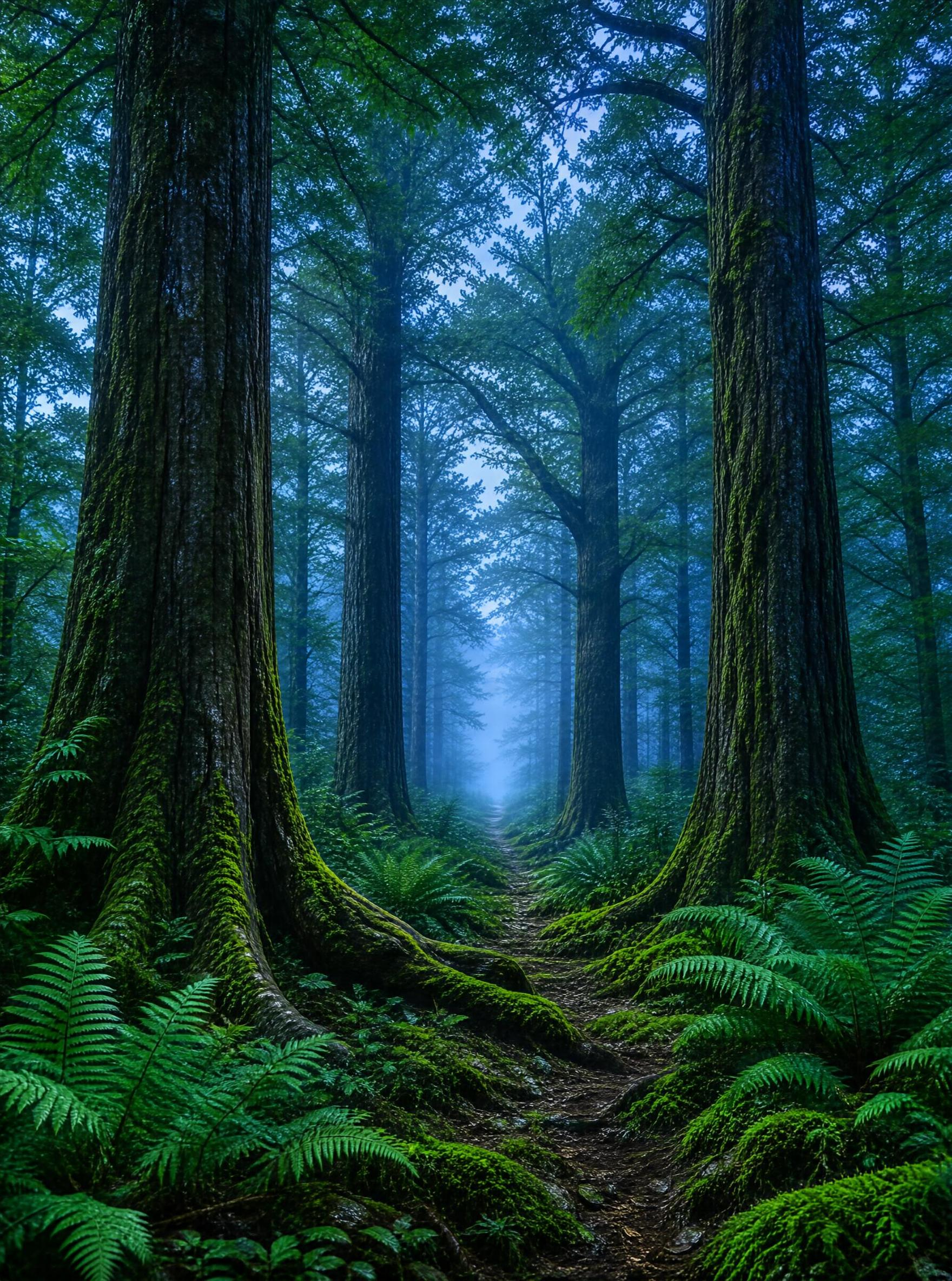 Misty Mossy Forest Path