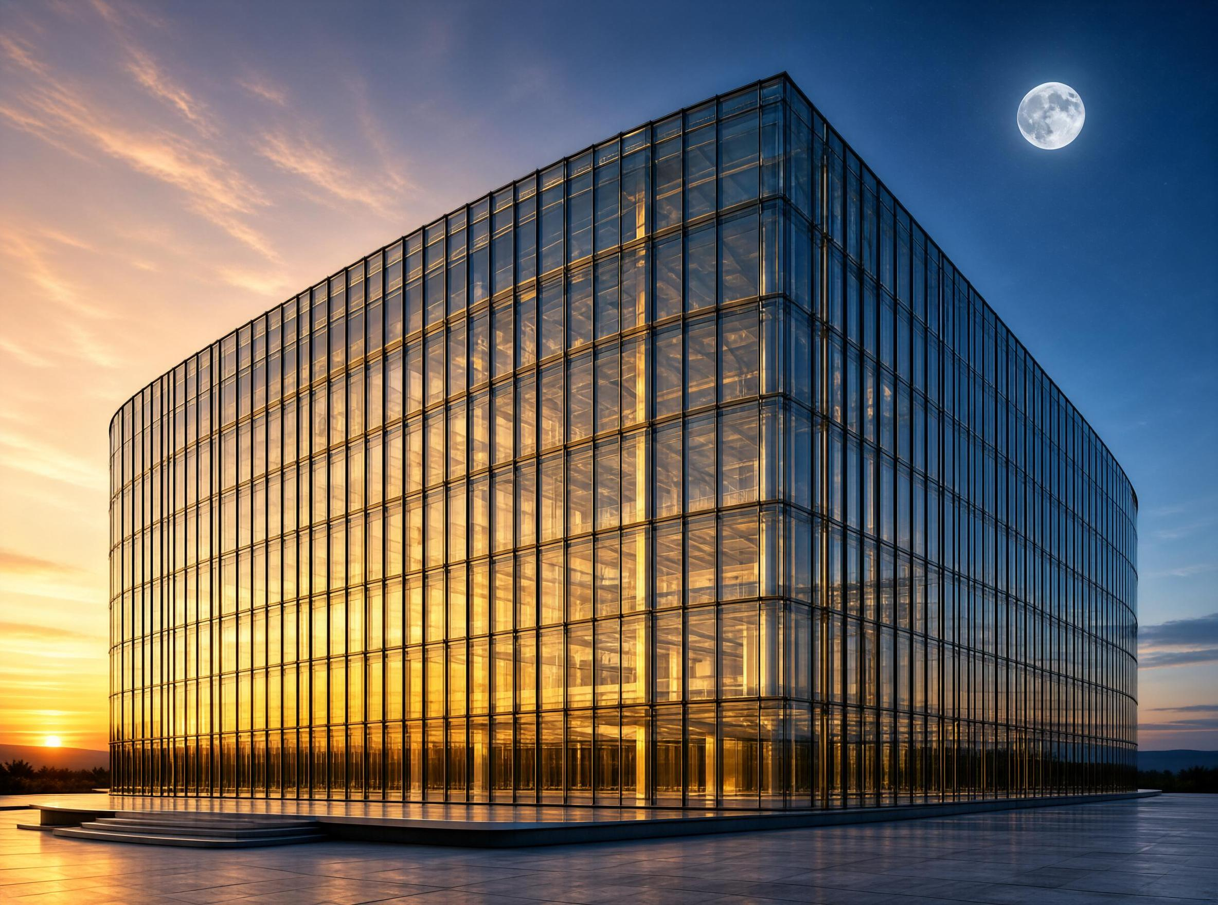 Glass Building at Sunset