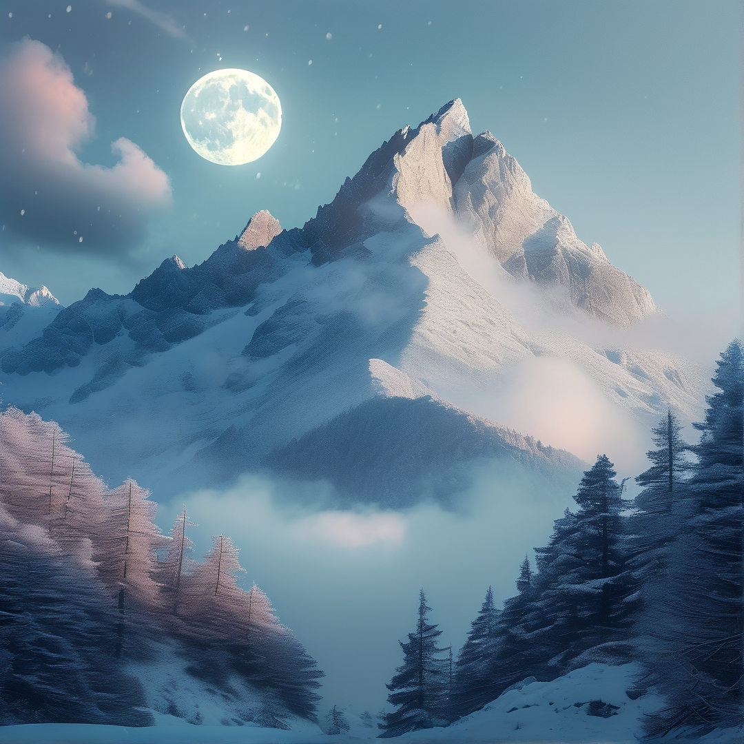 Moonlit Snowy Mountain