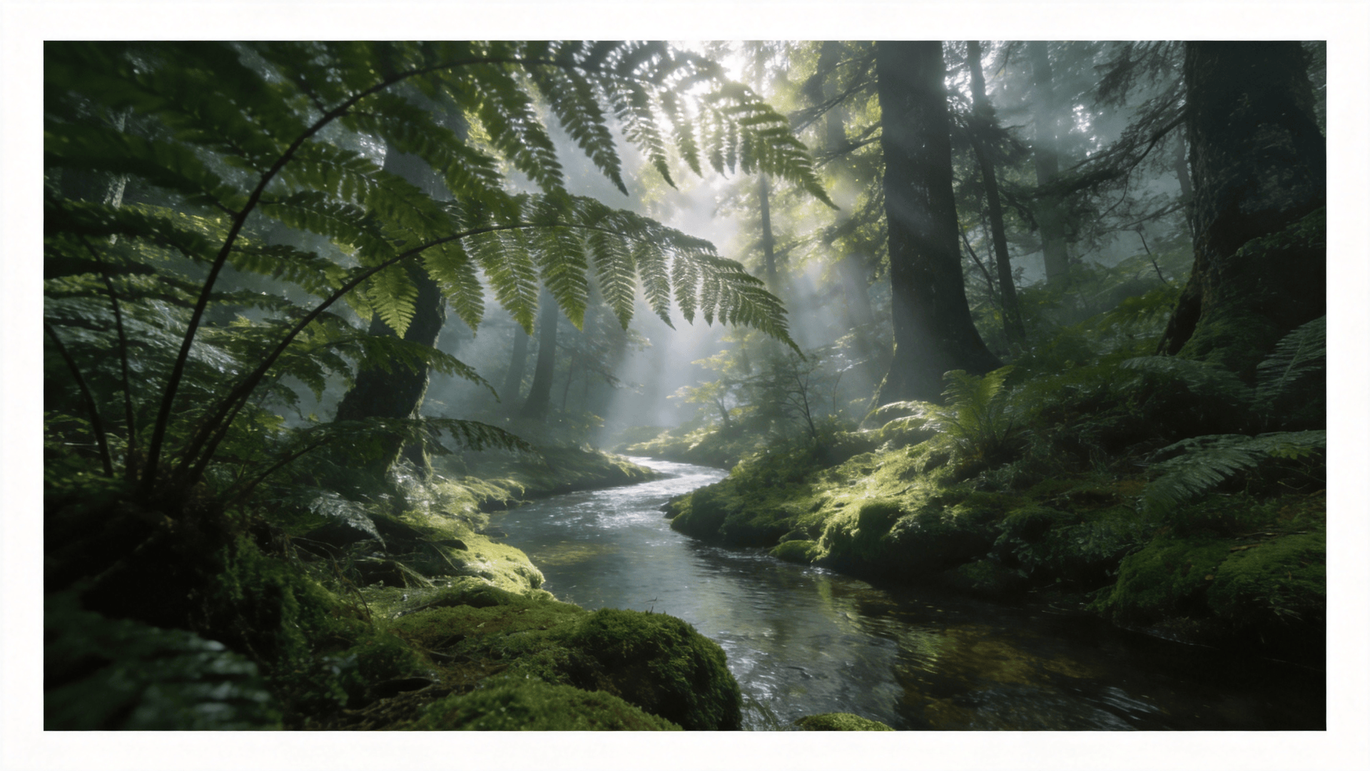 Tranquil Green Forest and Calm Stream