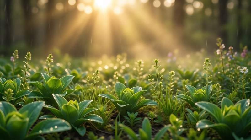 Sunlit Forest Undergrowth