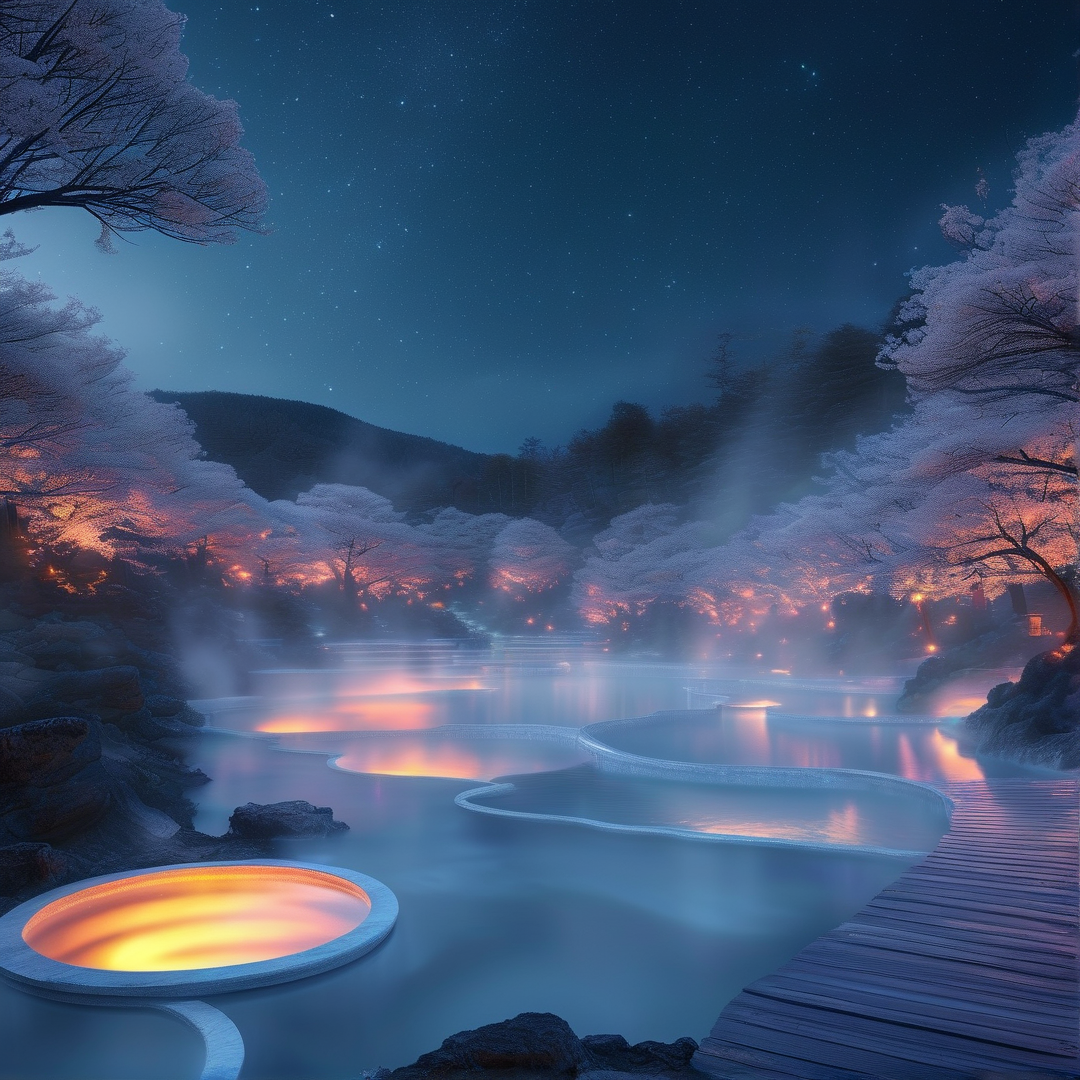 Winter Hot Springs at Night