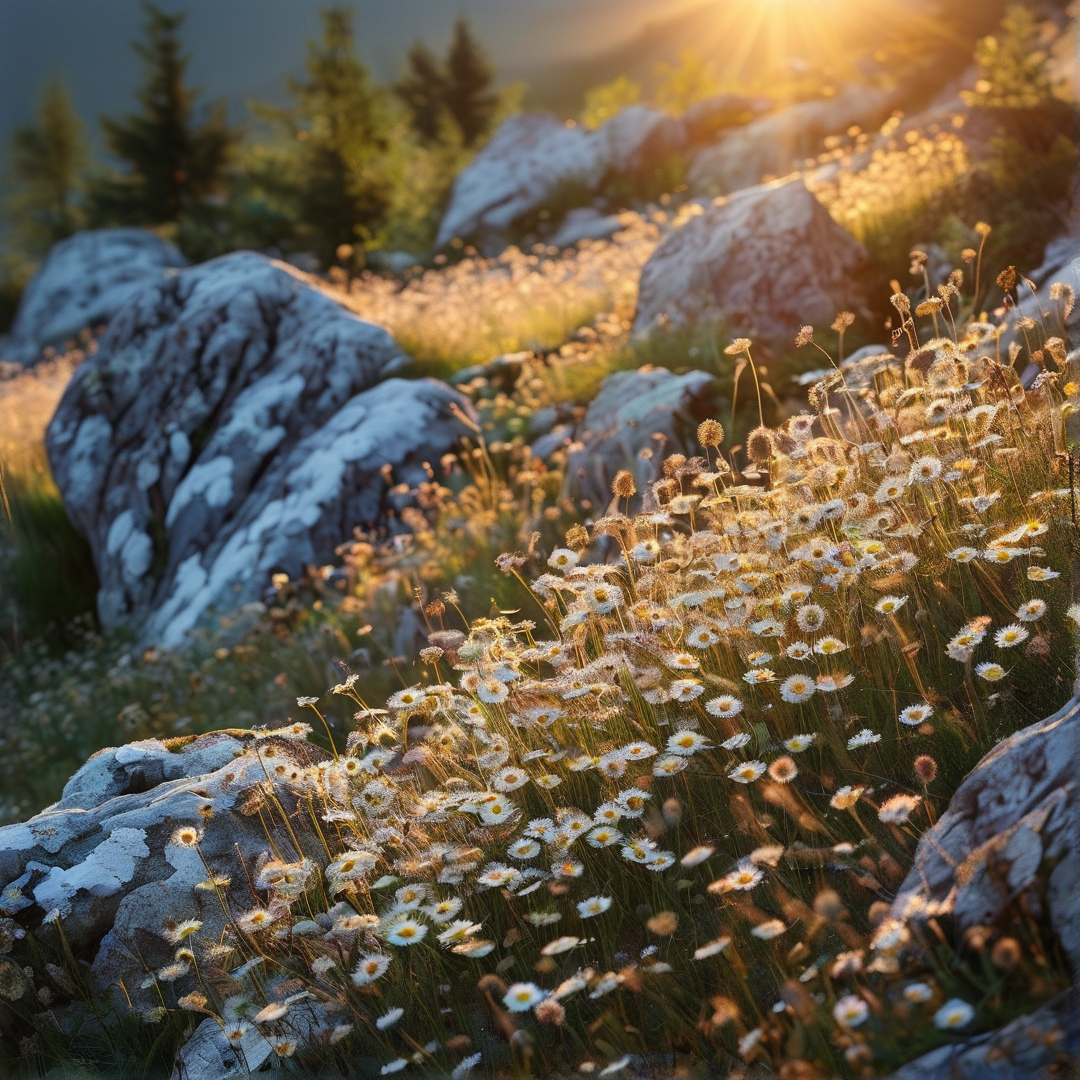 Sunlit Mountain Wildflowers
