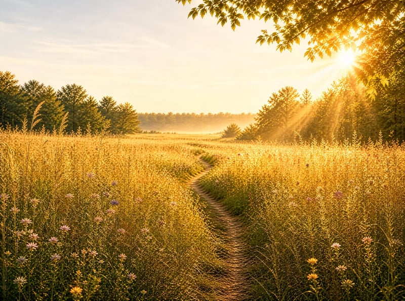 Golden Meadow Path at Sunrise
